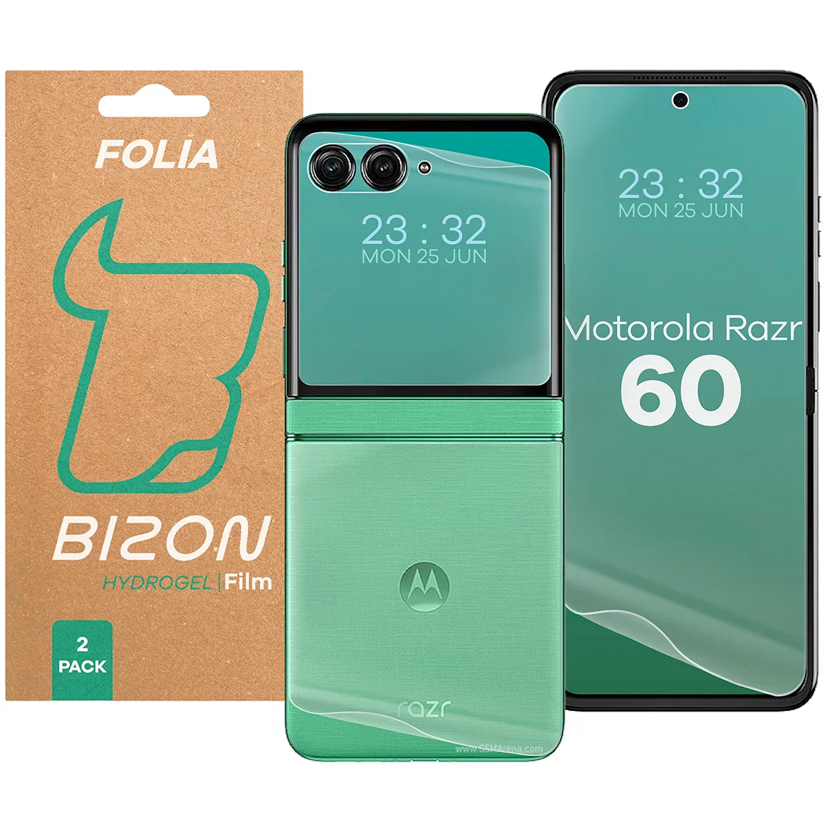 Hydrogel Folie für Display und Rückseite Bizon Film Hydrogel Set für Motorola Razr 60, 2 Stück