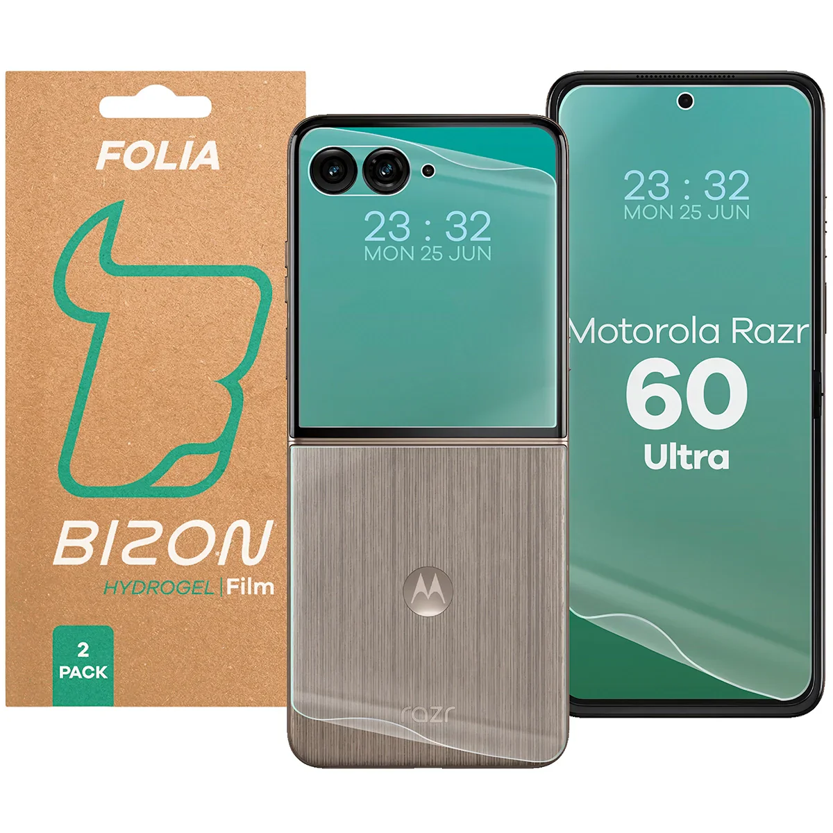 Hydrogel Folie für Display und Rückseite Bizon Film Hydrogel Set für Motorola Razr 60 Ultra, 2 Stück