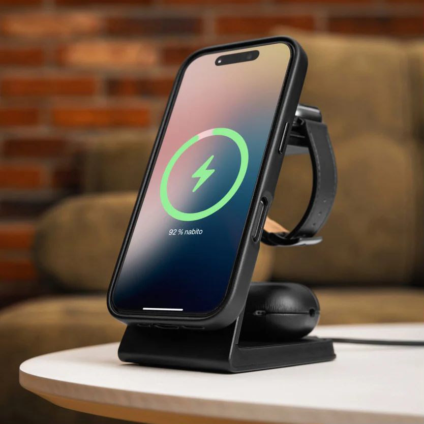 Induktives Ladegerät 3in1, Q2i, 15W, mit MagSafe, Fixed MagPowerstation Alu 2 für iPhone / Apple Watch / AirPods, Schwarz - Image 5