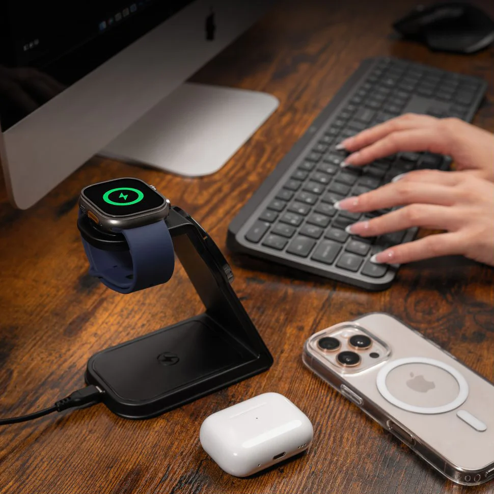 Induktives Ladegerät 3in1, Q2i, 15W, mit MagSafe, Fixed MagPowerstation Alu 2 für iPhone / Apple Watch / AirPods, Schwarz - Image 7