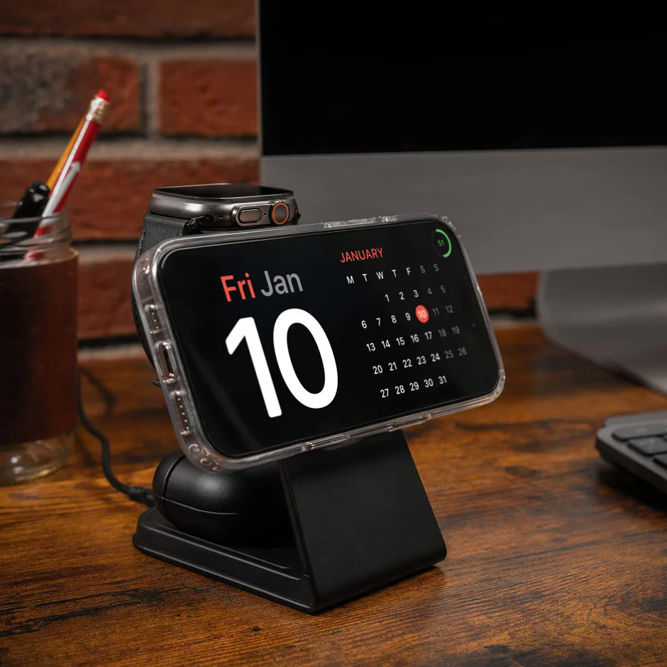 Induktives Ladegerät 3in1, Q2i, 15W, mit MagSafe, Fixed MagPowerstation Alu 2 für iPhone / Apple Watch / AirPods, Schwarz - Image 9