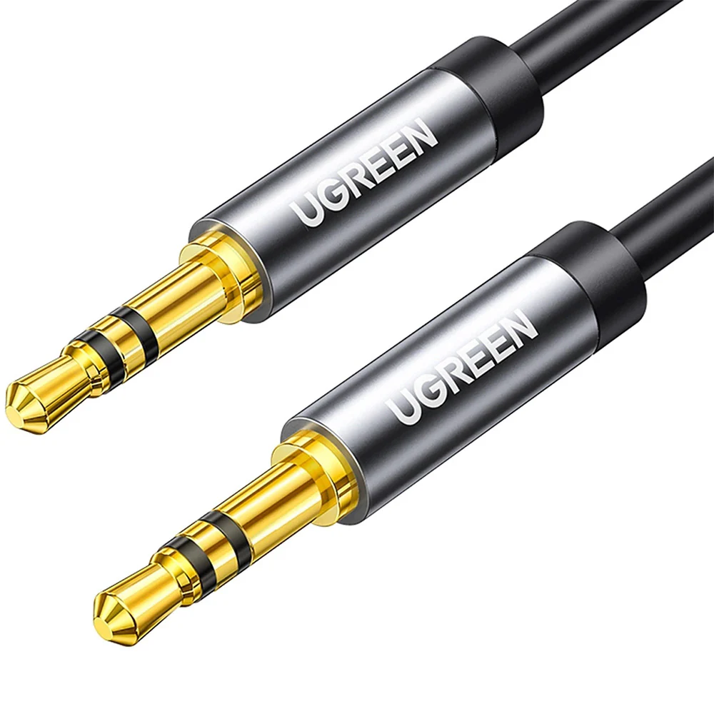 Kabel AUX 3,5 mm Mini Jack (2x männlich), 1m, Ugreen AV119, Schwarz-Grau
