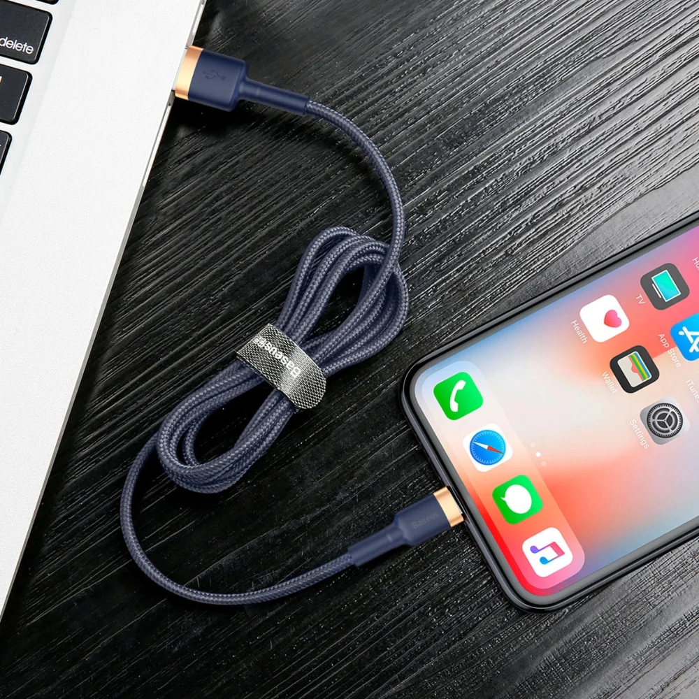 Kabel Baseus Cafule 2.4A USB-A für Lightning 1m, Blau-golden - Image 6