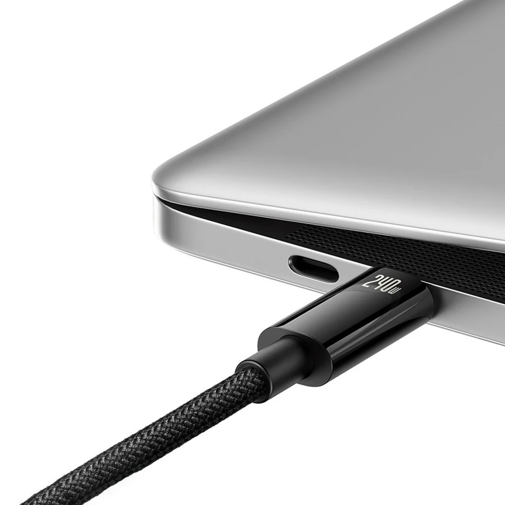Kabel Baseus Tungsten Gold USB-C für USB-C 480Mb/s QC 240W PD 3m, Schwarz - Image 3