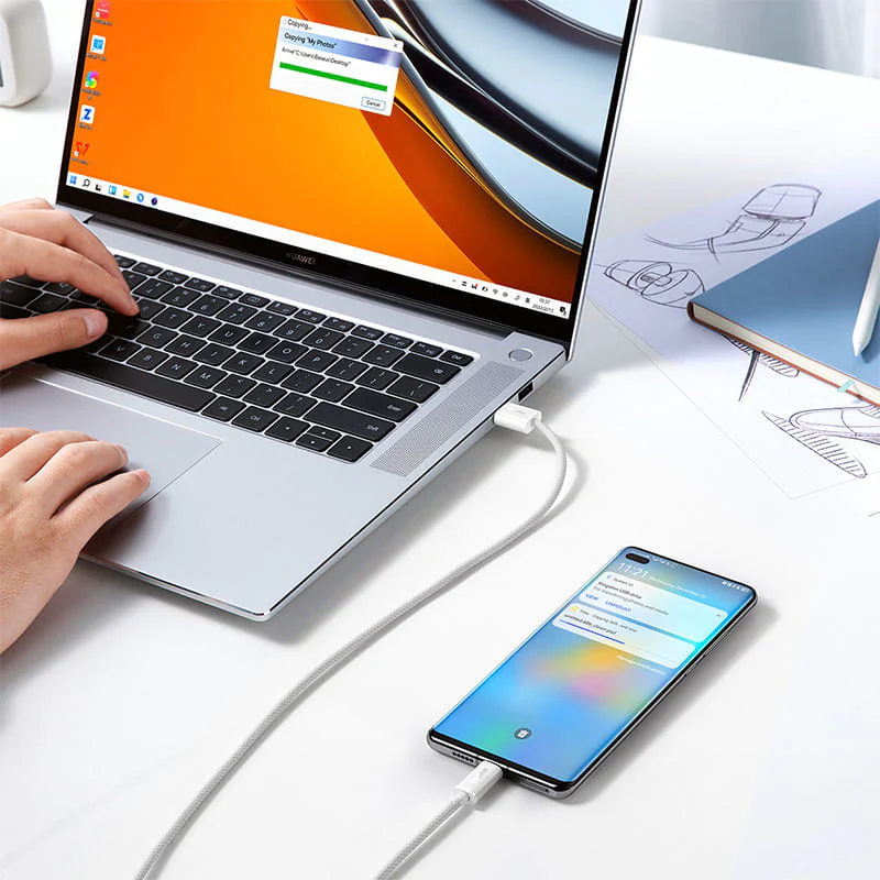 Kabel Dynamic Series Baseus USB-A zu USB-C 100W 1m, Weiß - Image 6