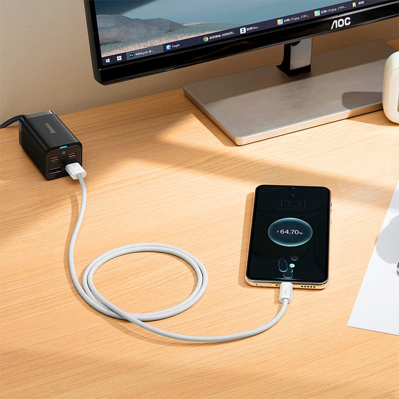 Kabel Dynamic Series Baseus USB-A zu USB-C 100W 1m, Weiß - Image 7
