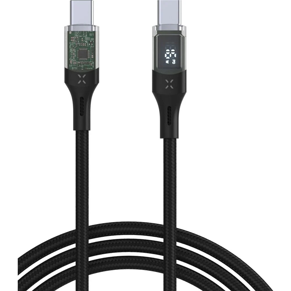 Kabel mit Display USB-C PD 3.0 100W 5A, Fixed Display, 1,2 m, Schwarz - Image 3