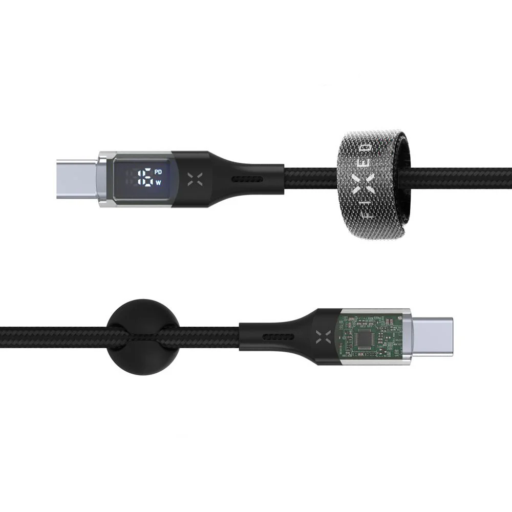 Kabel mit Display USB-C PD 3.0 100W 5A, Fixed Display, 1,2 m, Schwarz - Image 4
