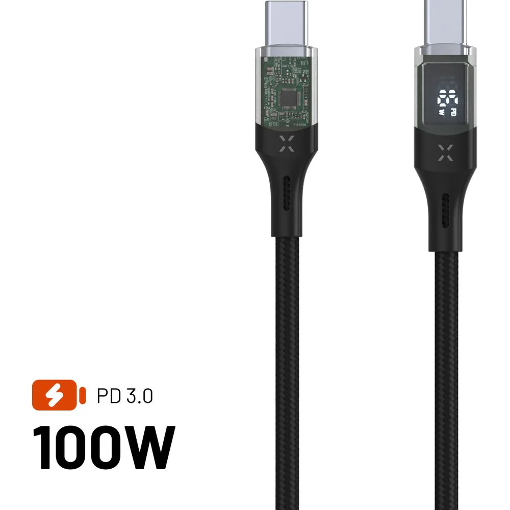 Kabel mit Display USB-C PD 3.0 100W 5A, Fixed Display, 1,2 m, Schwarz - Image 5