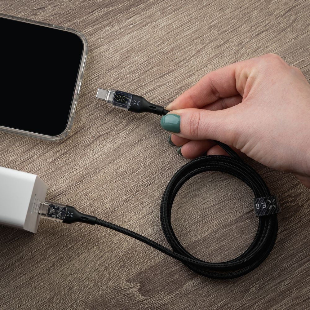 Kabel mit Display USB-C PD 3.0 100W 5A, Fixed Display, 2 m, Schwarz - Image 9