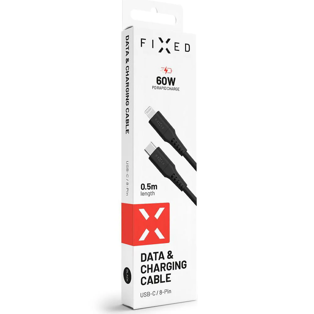 Kabel USB-C zu Lightning, Fixed Liquid Silicone Cable 60W 50cm, Schwarz - Image 6