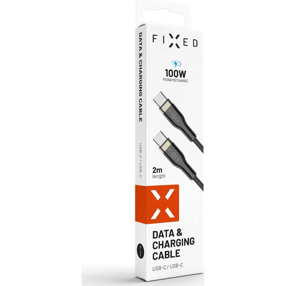 Kabel USB-C zu USB-C, Fixed Braided Cable 100W 2m, Schwarz - Image 8