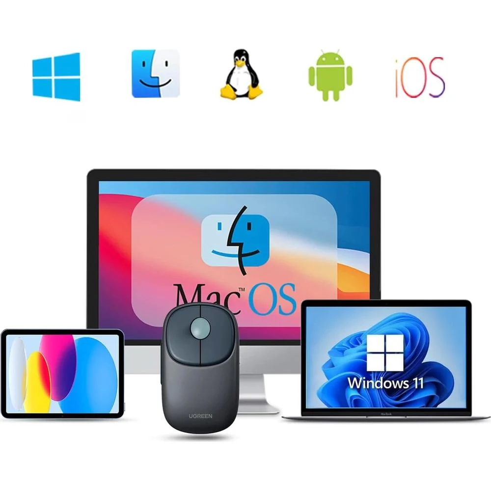 Kabellose optische Maus, Ugreen MU102 FUN Plus Wireless Mouse, USB 2.4GHz, Bluetooth, Blau und Grau - Image 5