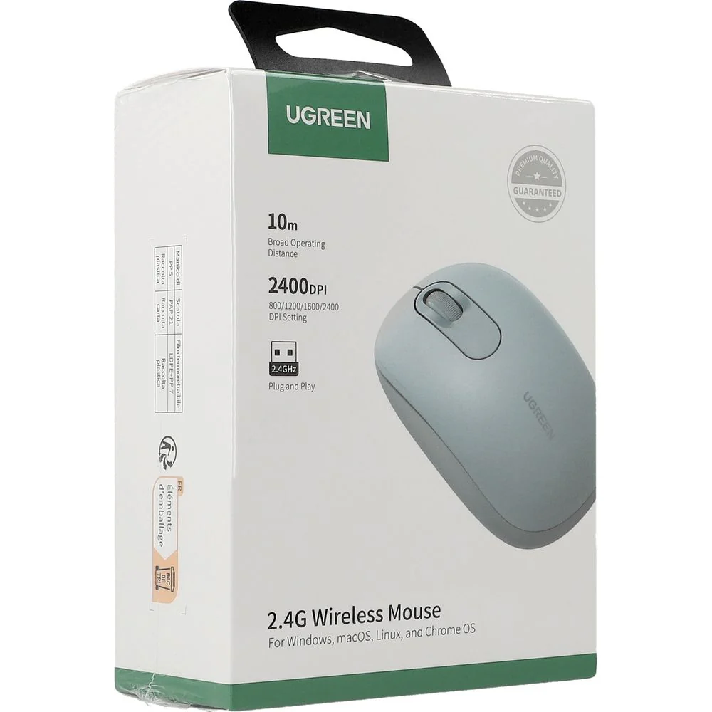 Kabellose optische Maus, Ugreen MU105 Wireless Mouse, USB 2.4GHz, Hellblau und Grau - Image 12