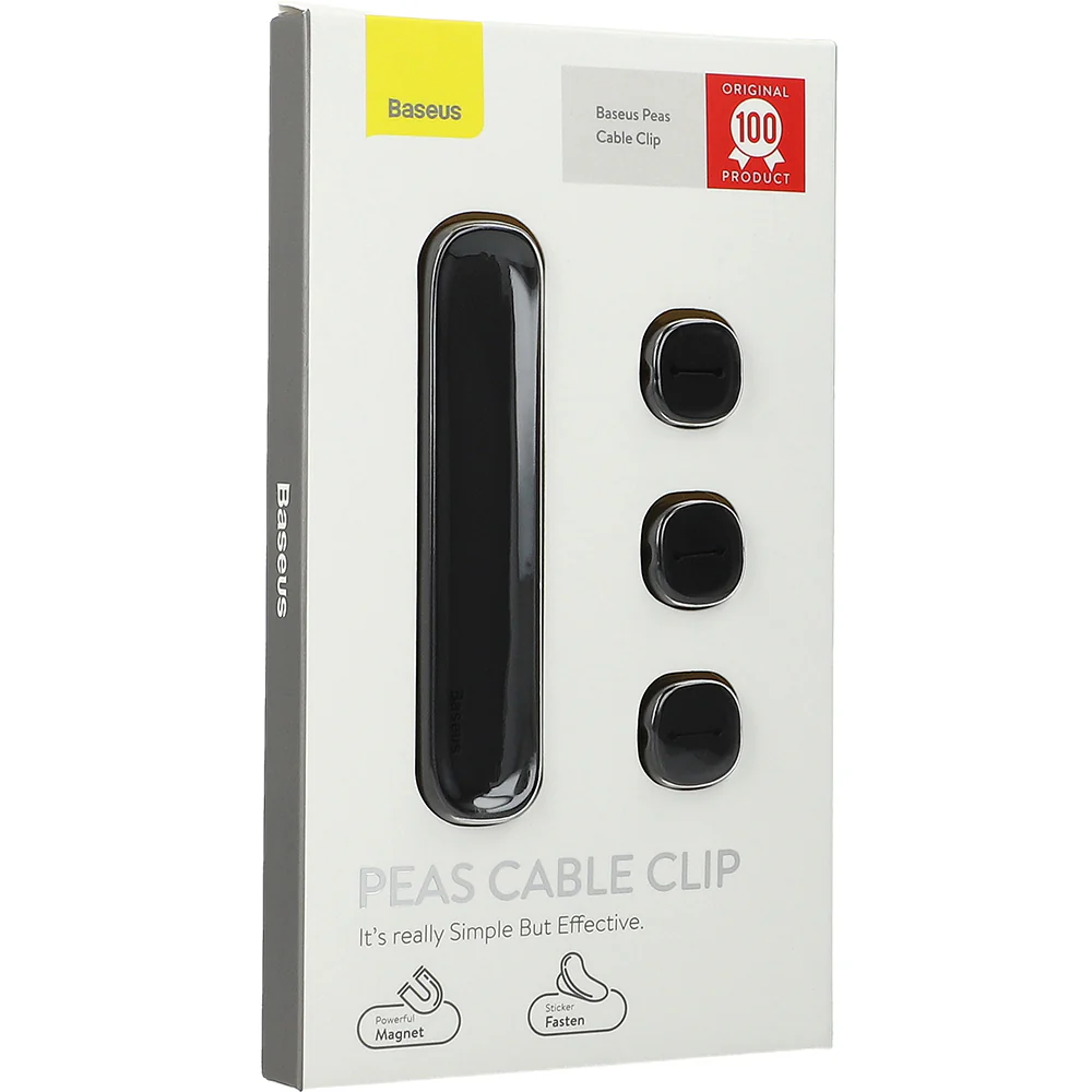 Kabelorganisator, Magnetclip Baseus Peas Cable Clip, Schwarz - Image 7