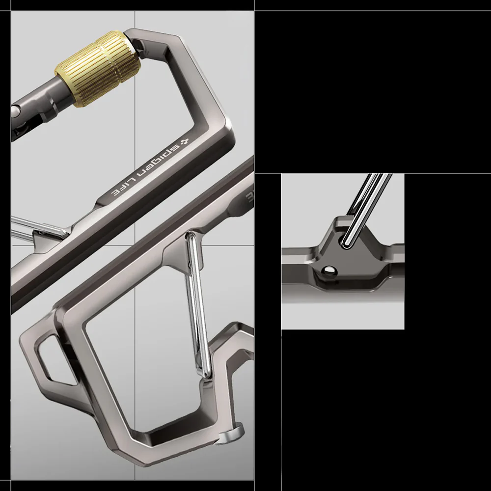 Karabiner mit Schlüsselband und Schlüsselring, Spigen Carabiner LF101, Silber - Image 11