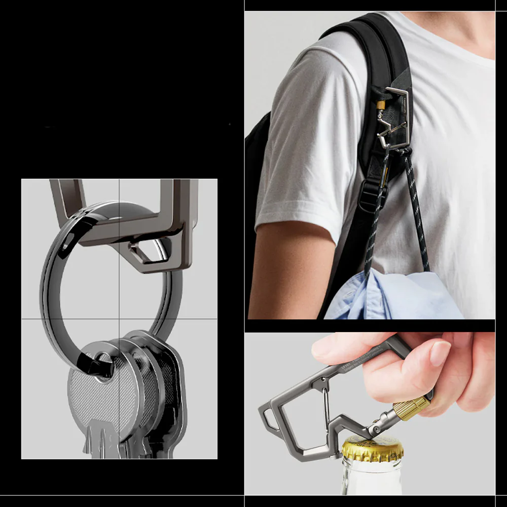 Karabiner mit Schlüsselband und Schlüsselring, Spigen Carabiner LF101, Silber - Image 14