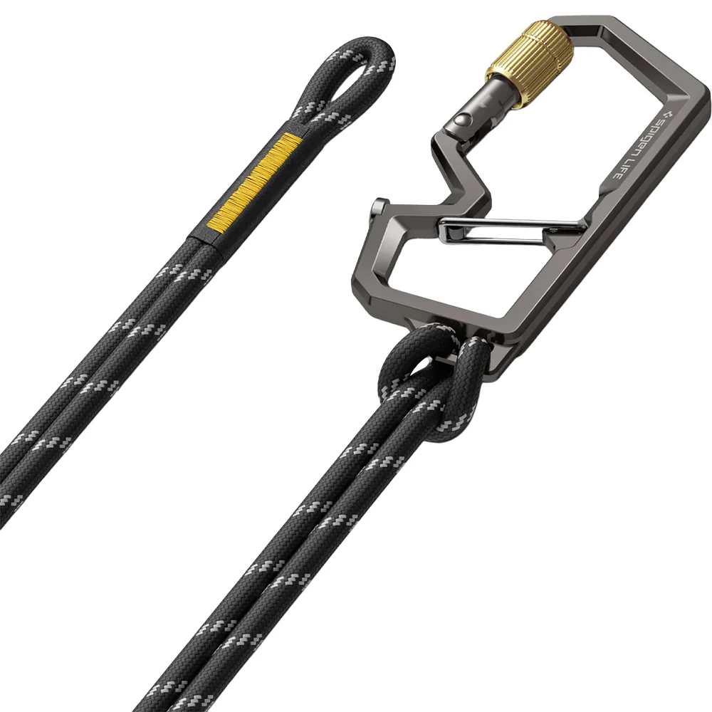 Karabiner mit Schlüsselband und Schlüsselring, Spigen Carabiner LF101, Silber - Image 2