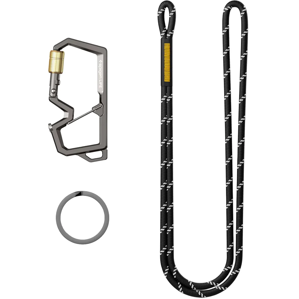 Karabiner mit Schlüsselband und Schlüsselring, Spigen Carabiner LF101, Silber - Image 7