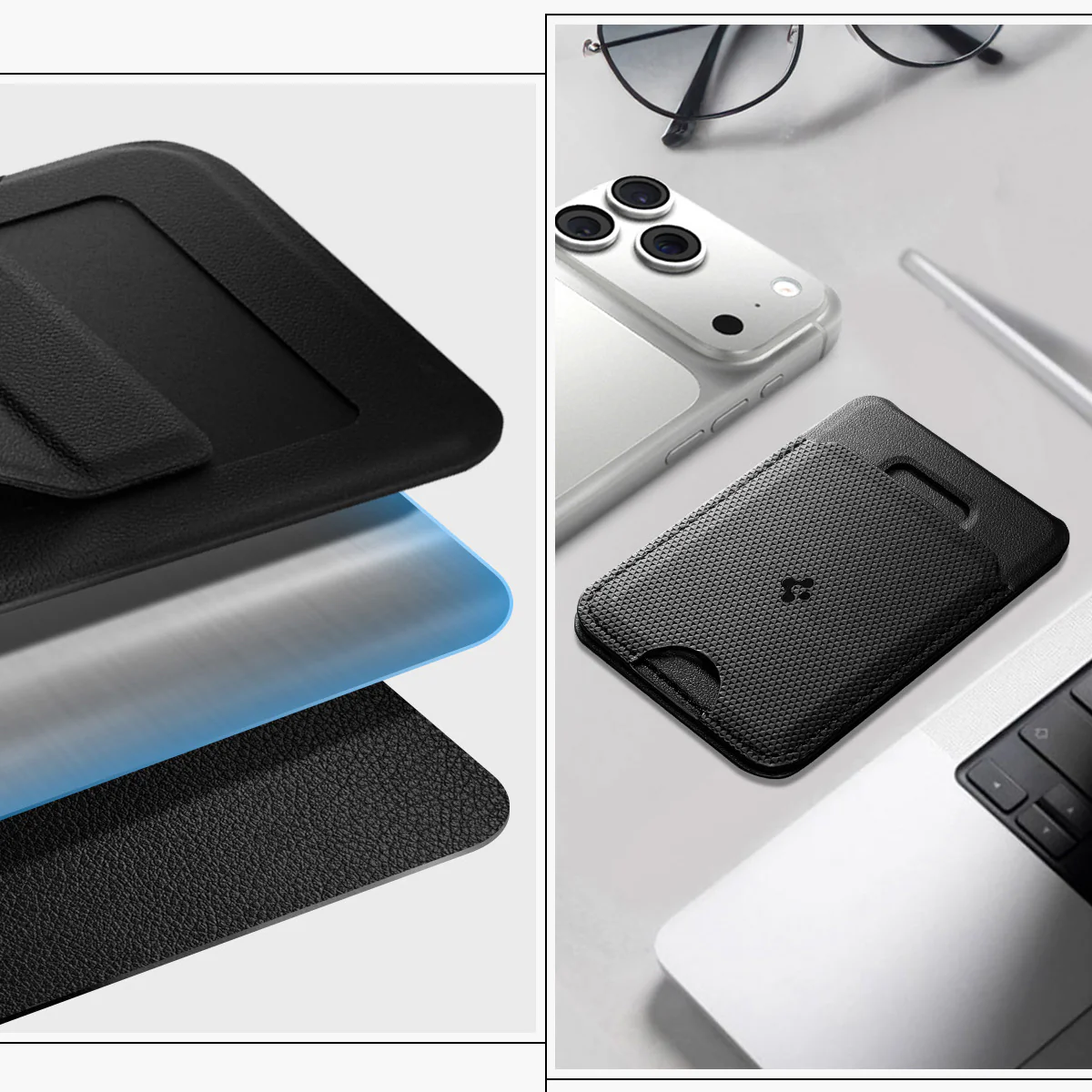 Kartenetui mit Ständer Spigen Slim Fold Mag S314-1 mit MagSafe, Schwarz - Image 14
