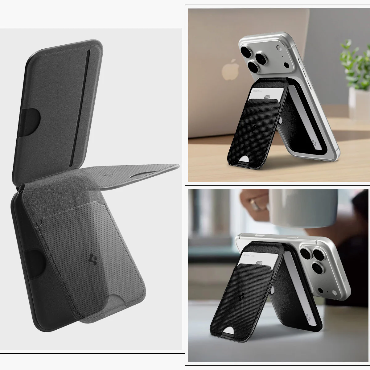 Kartenetui mit Ständer Spigen Slim Fold Mag S314-2 mit MagSafe, Schwarz - Image 19