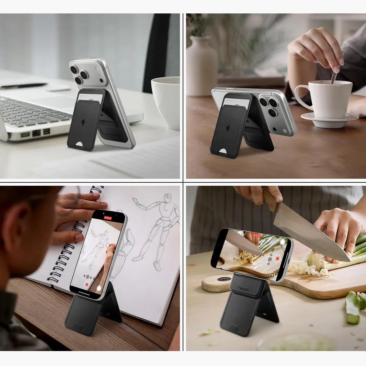 Kartenetui mit Ständer Spigen Slim Fold Mag S314-3 mit MagSafe, Schwarz - Image 20