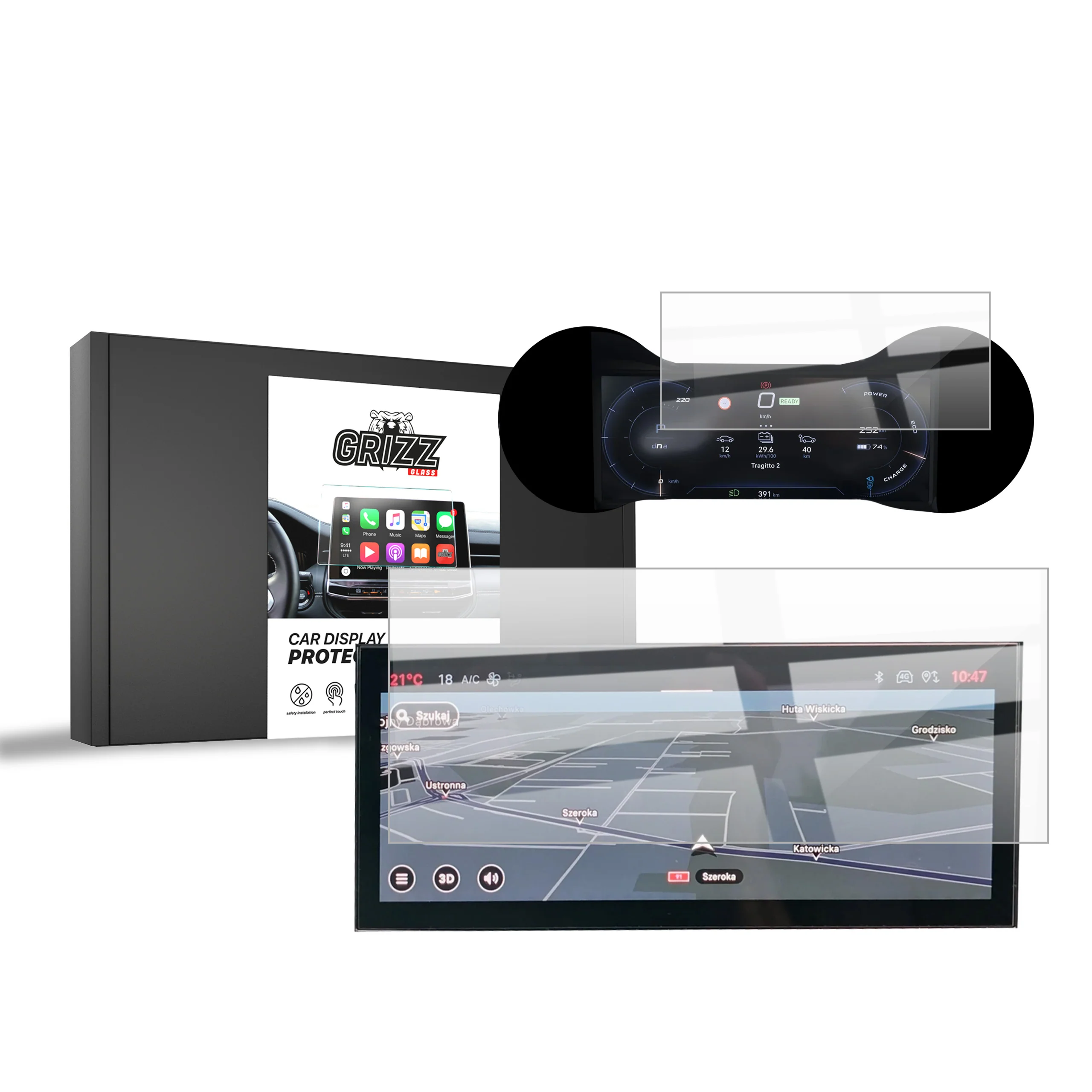 Keramische Autodisplayfolie 2in1 für Alfa Romeo Junior 10,25" (2024-2025), Grizz Protector