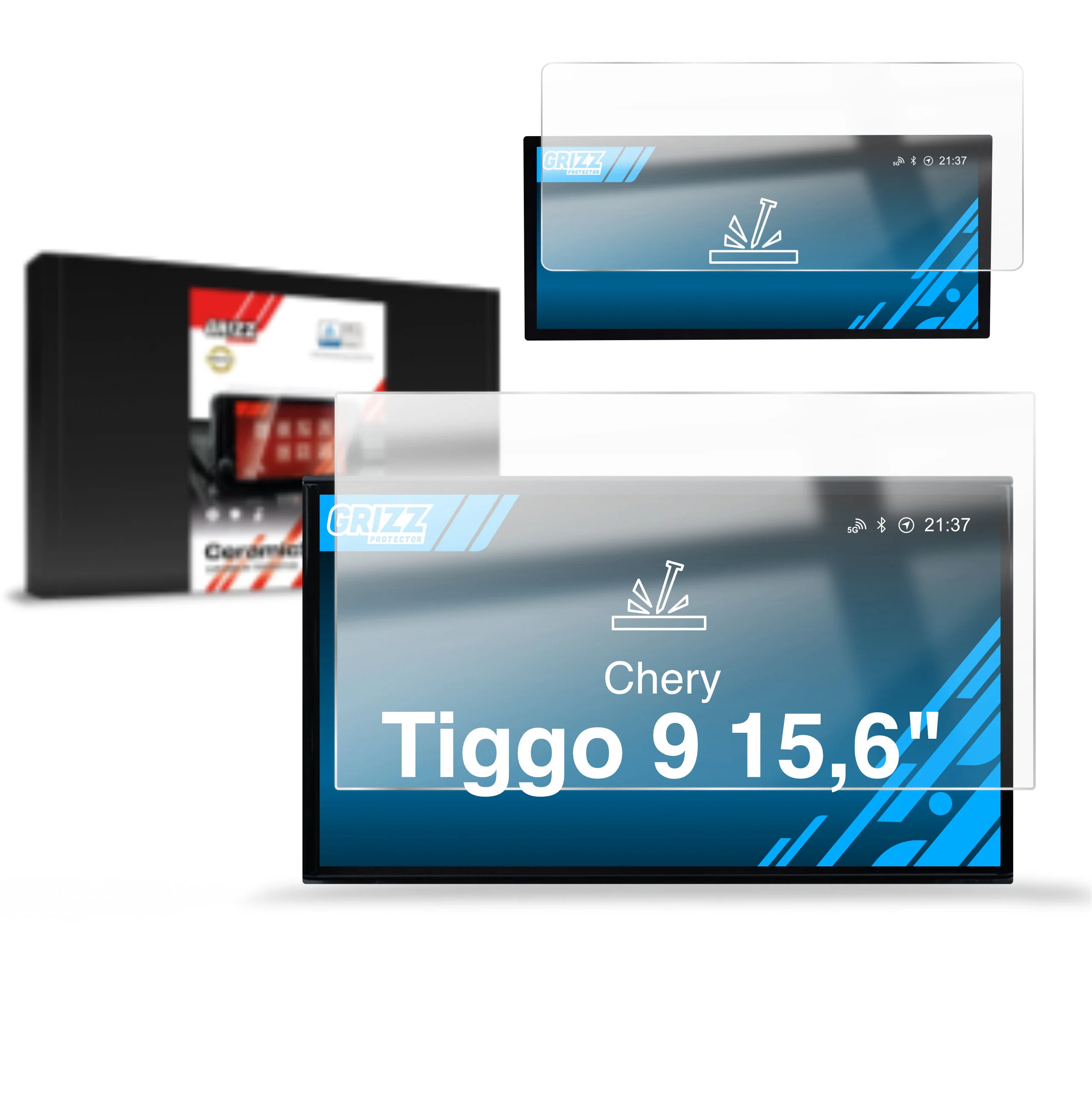 Keramische Autodisplayfolie 2in1 für Chery Tiggo 9 15,6" (2025-2026), Grizz Protector