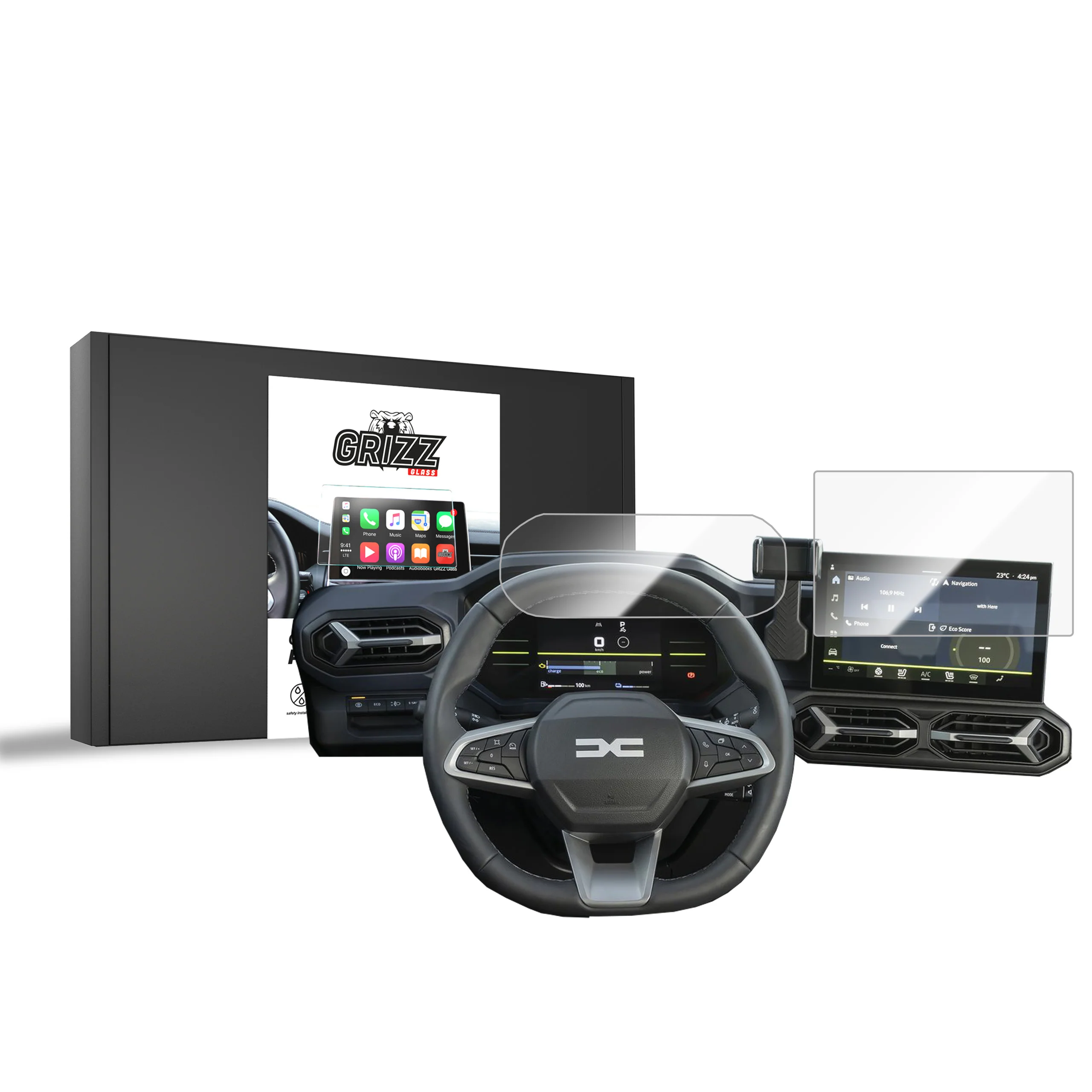 Keramische Autodisplayfolie 2in1 für Dacia Spring 10" (2024-2025), Grizz Protector