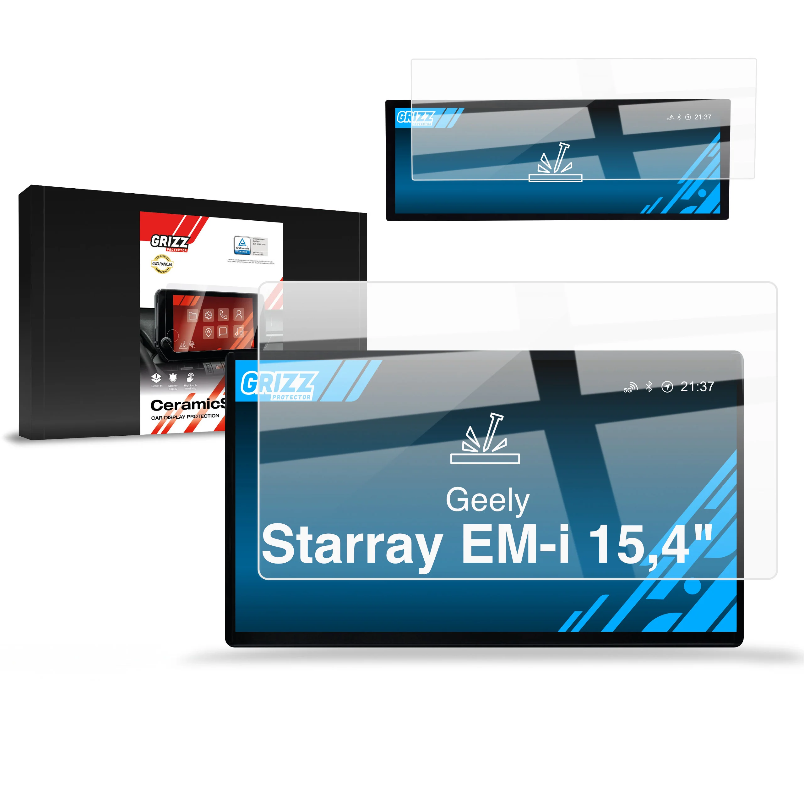 Keramische Autodisplayfolie 2in1 für Geely Starray EM-i 15,4" (2025-2026), Grizz Protector
