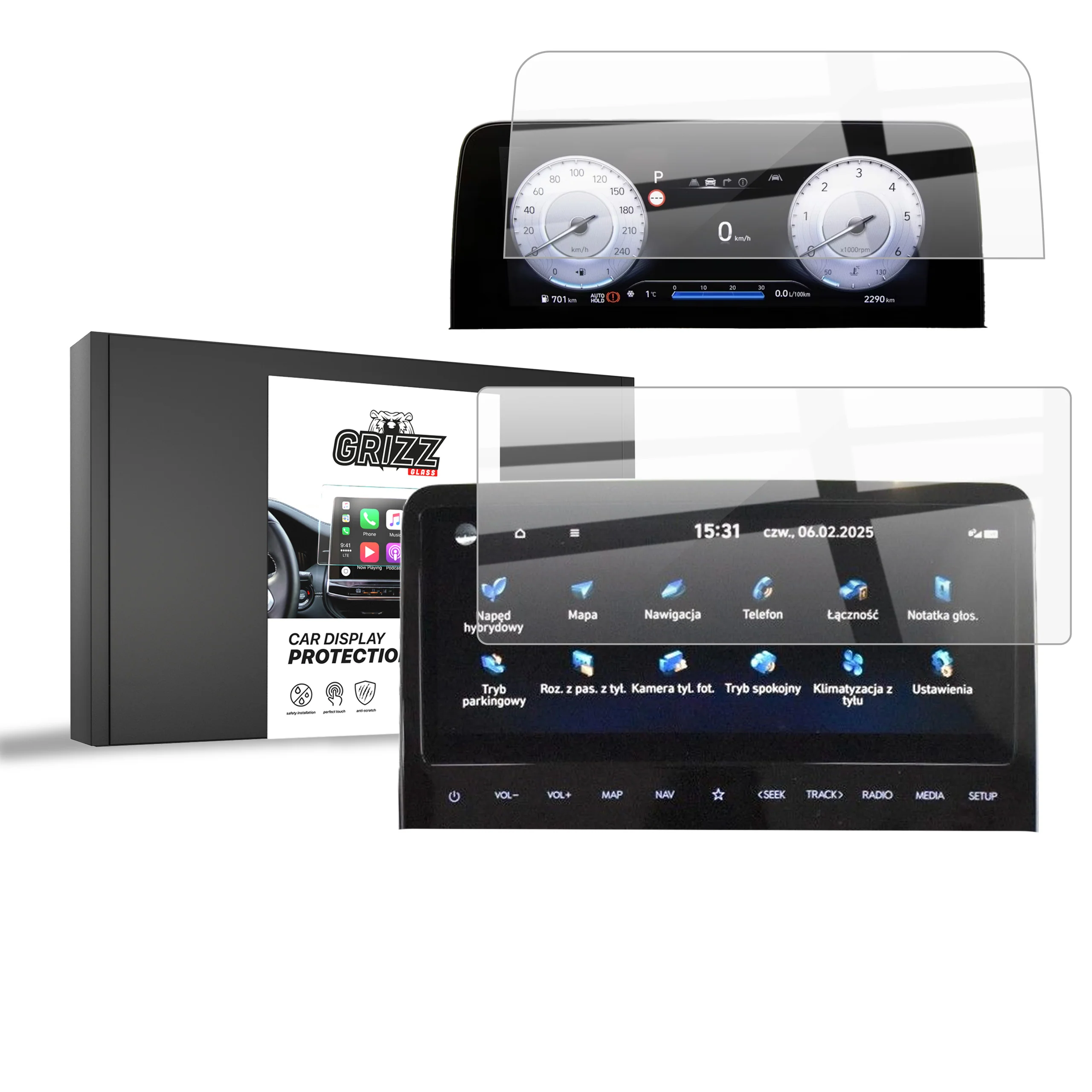 Keramische Autodisplayfolie 2in1 für Hyundai Staria 10,25" (2021-2025), Grizz Protector
