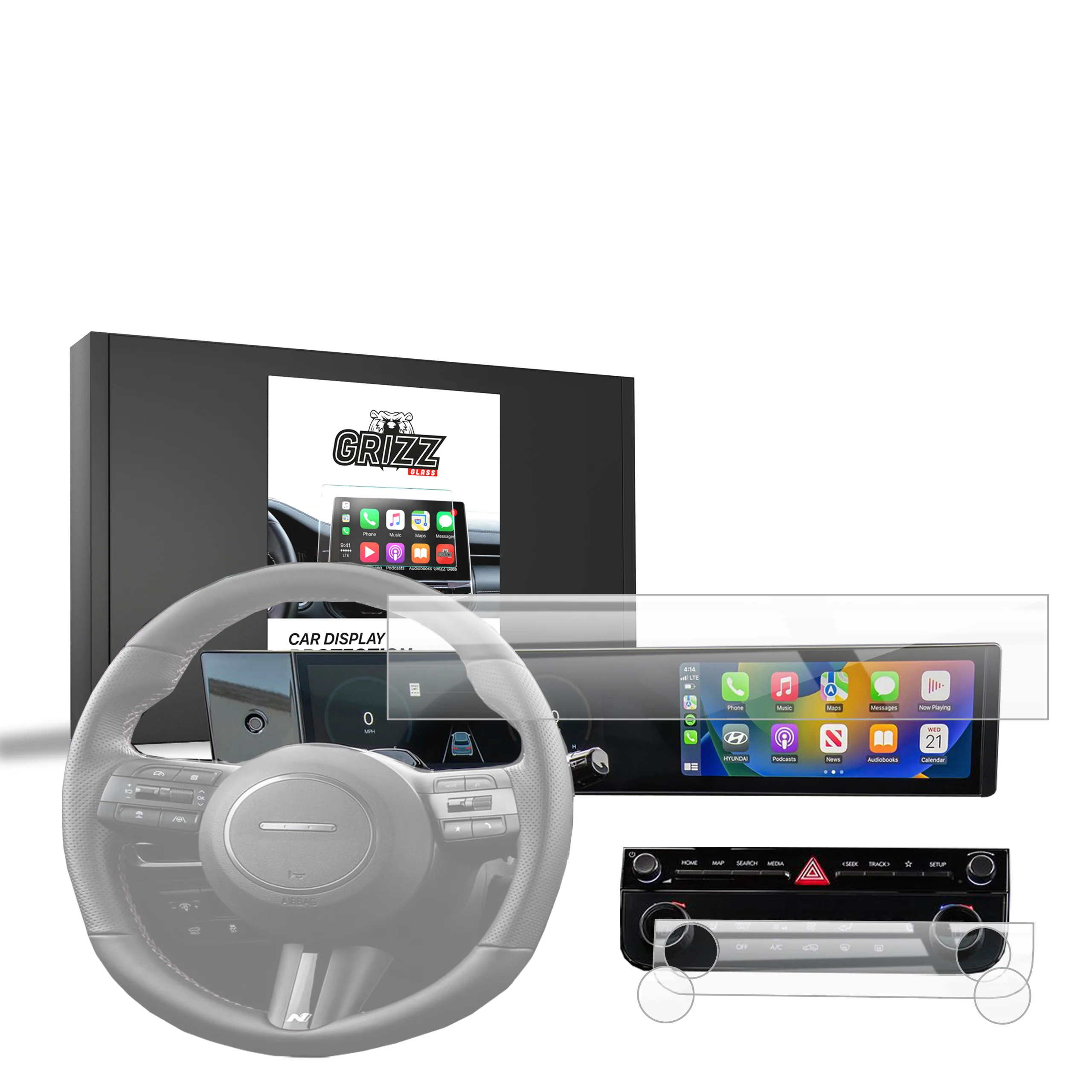 Keramische Autodisplayfolie 2in1 für Hyundai Tucson 12,3" (2024-2025), Grizz Protector