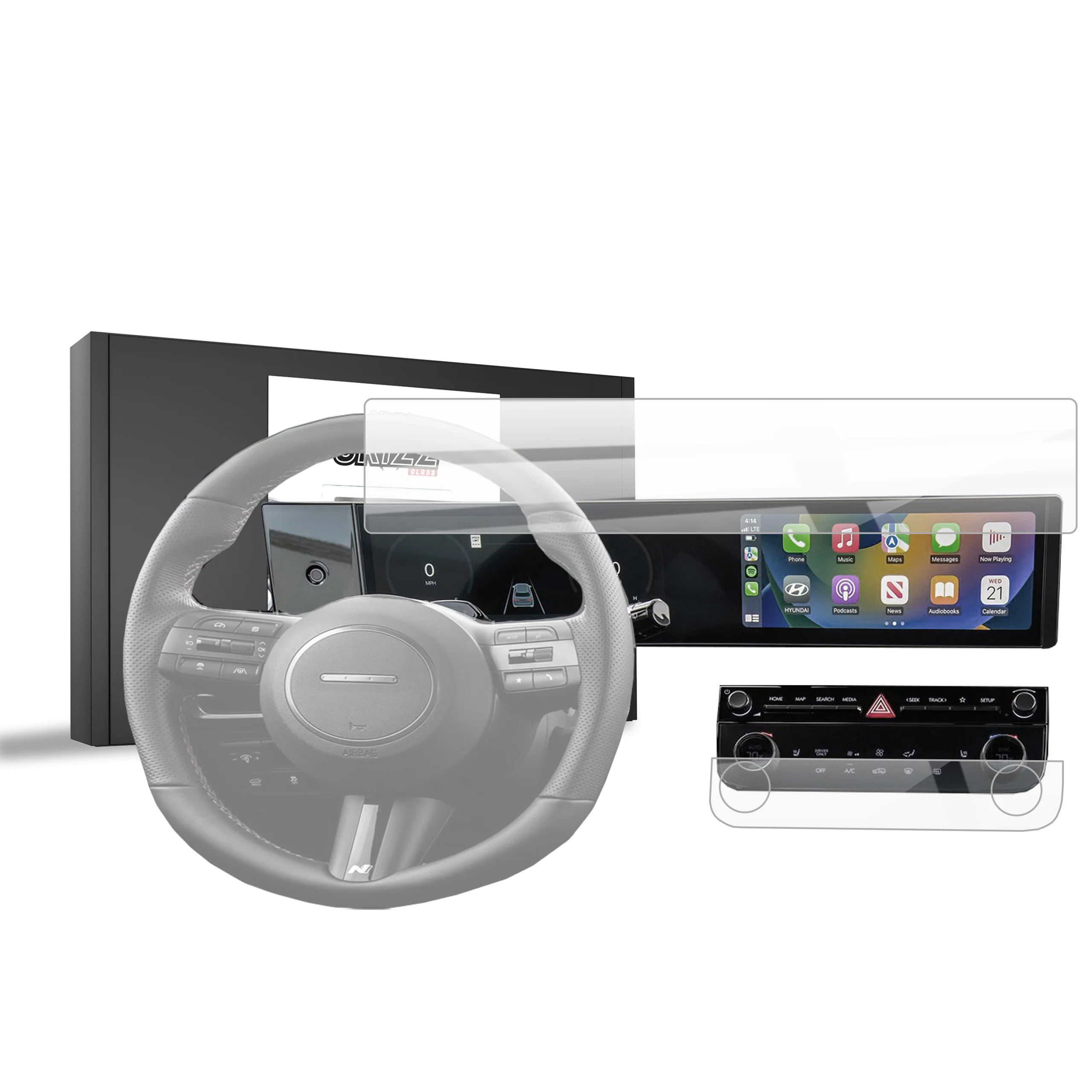 Keramische Autodisplayfolie 2in1 für Hyundai Tucson 12,3" (2024-2025), Grizz Protector