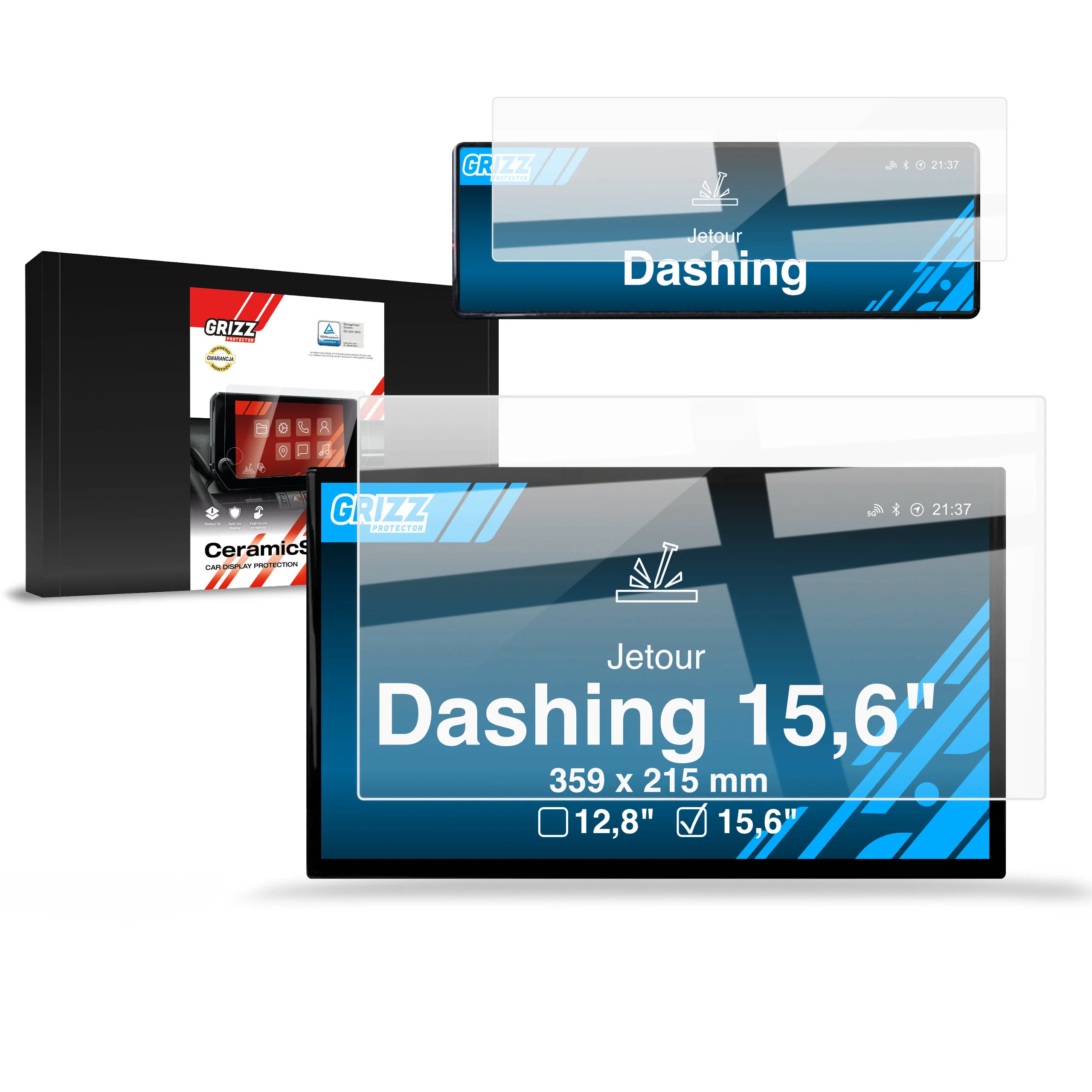 Keramische Autodisplayfolie 2in1 für Jetour Dashing 15,6" (2025-2026), Grizz Protector