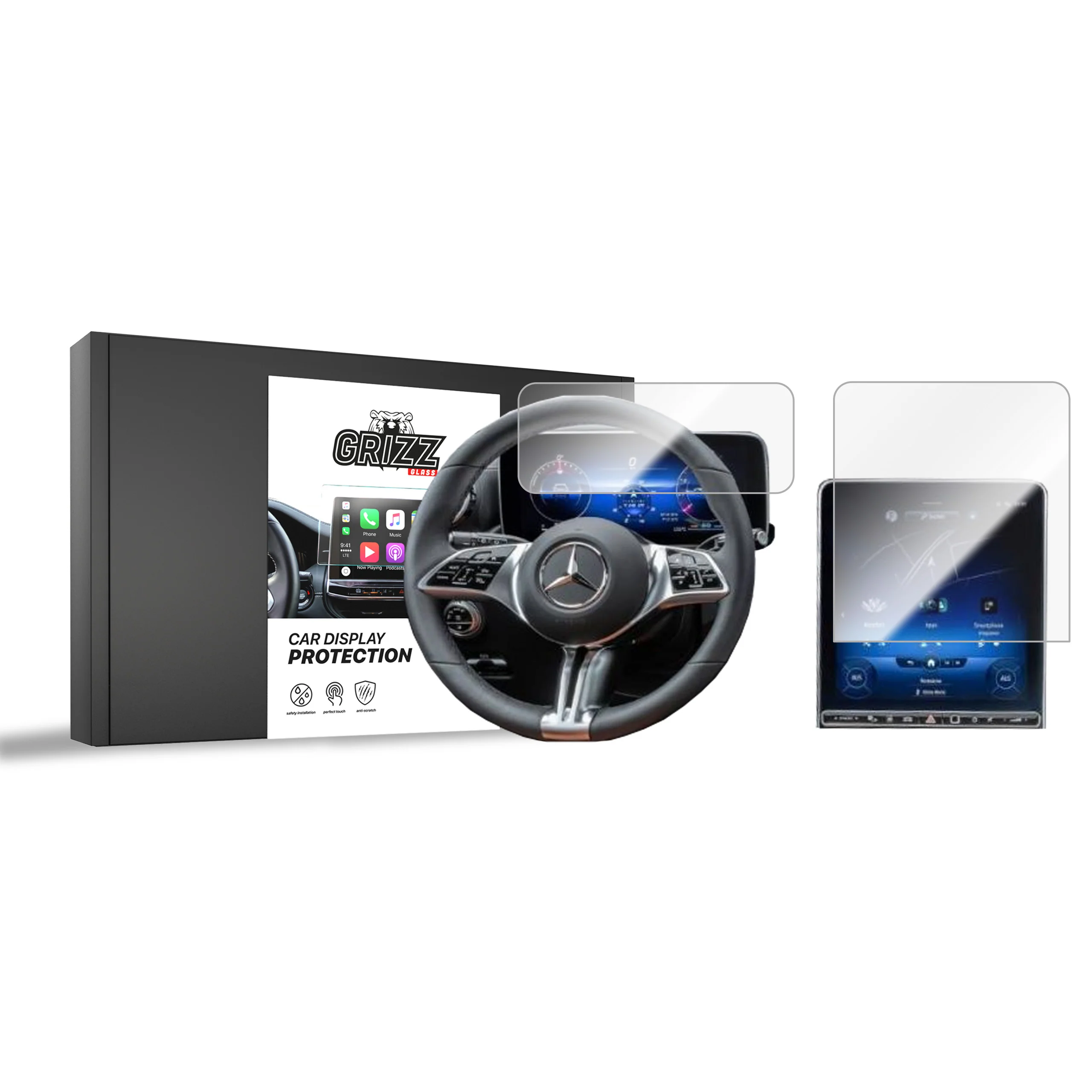 Keramische Autodisplayfolie 2in1 für Mercedes EQE SUV Widescreen (2022-2025), Grizz Protector