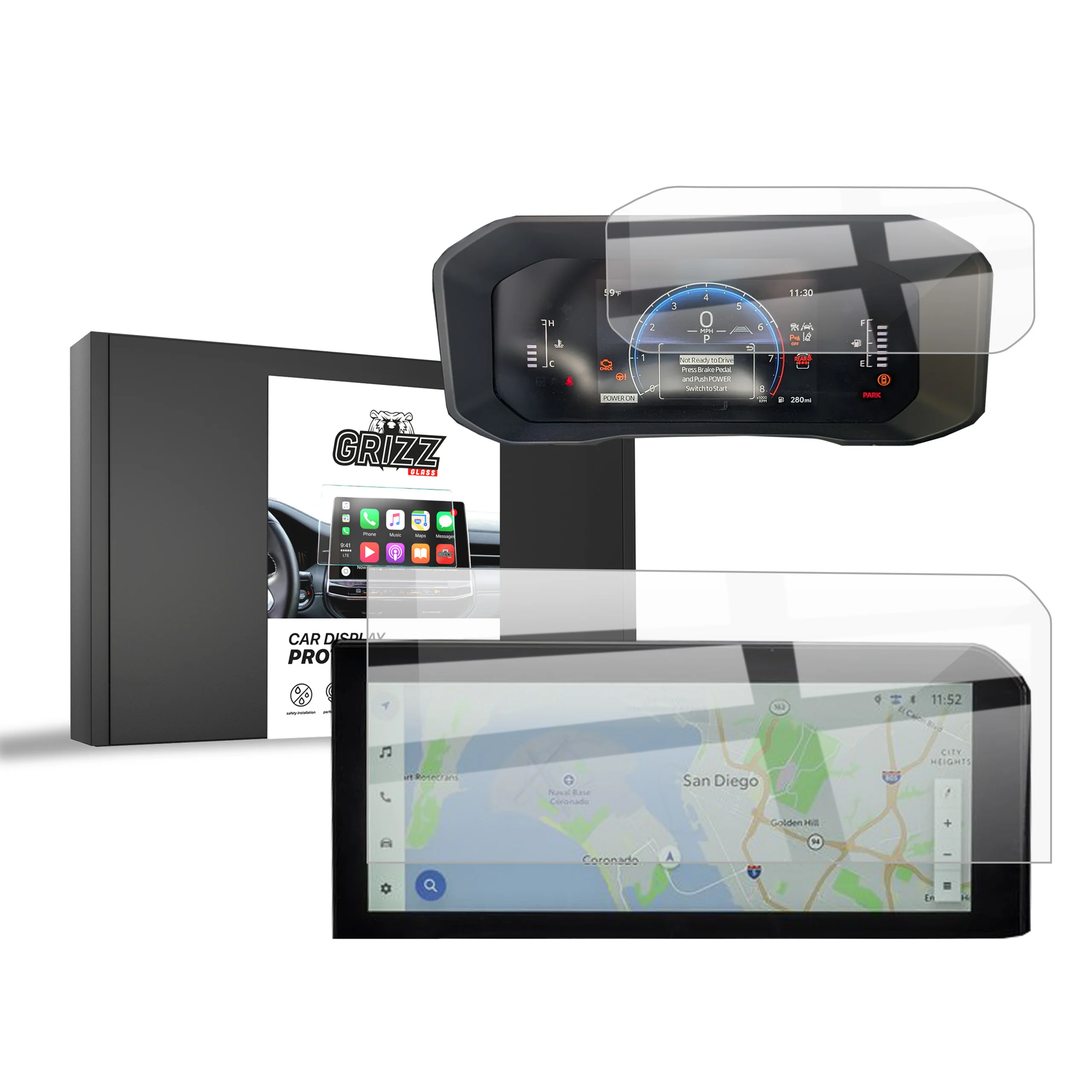 Keramische Autodisplayfolie 2in1 für Toyota Land Cruiser 8 12,3" (2024-2025), Grizz Protector