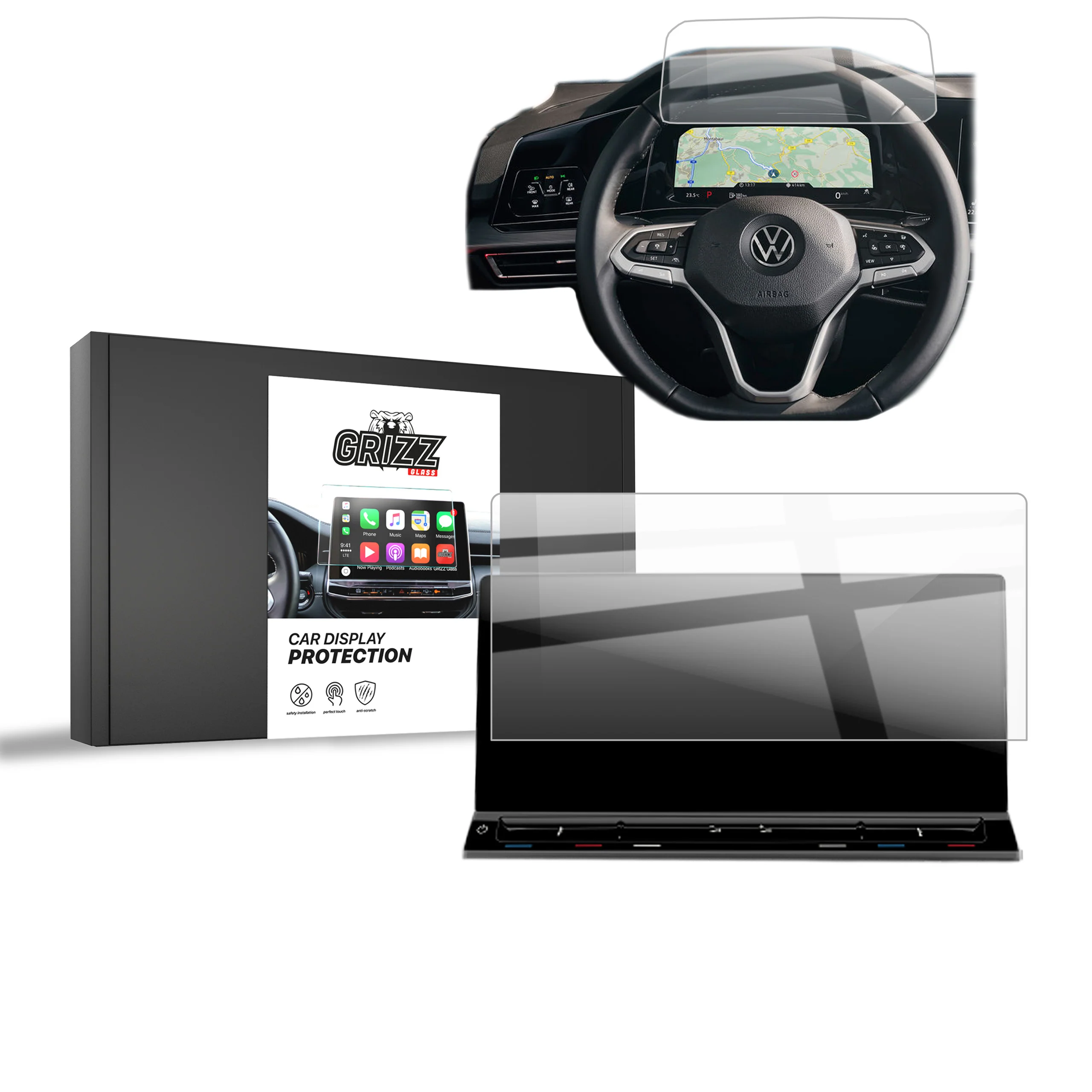Keramische Autodisplayfolie 2in1 für Volkswagen Multivan T7 10" (2021-2024), Grizz Protector