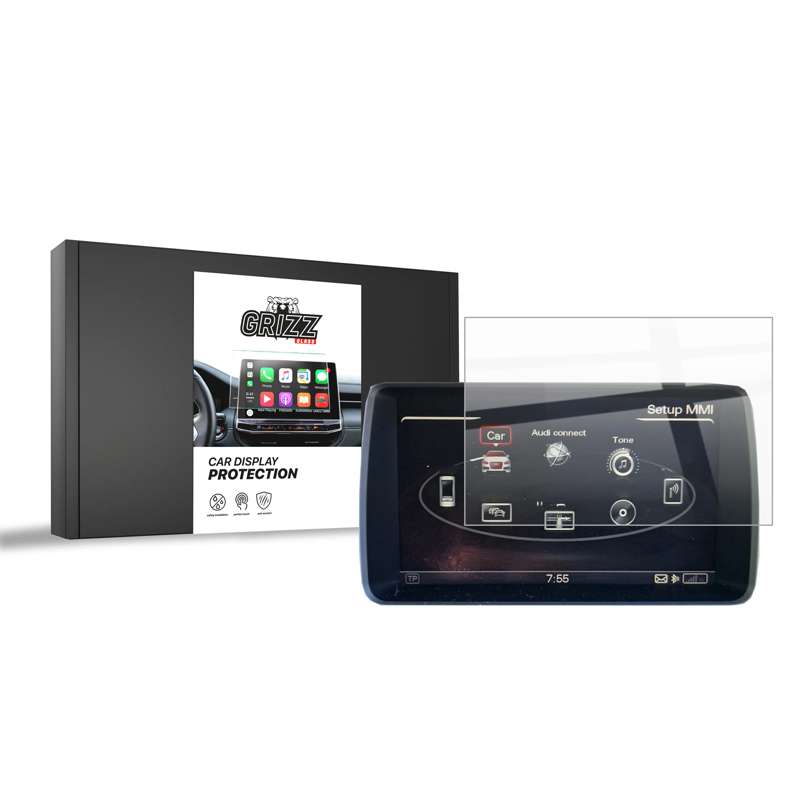 Keramische Autodisplayfolie für Audi Q7 4L MMI 2 HIGH 7" (2009-2012), Grizz Protector