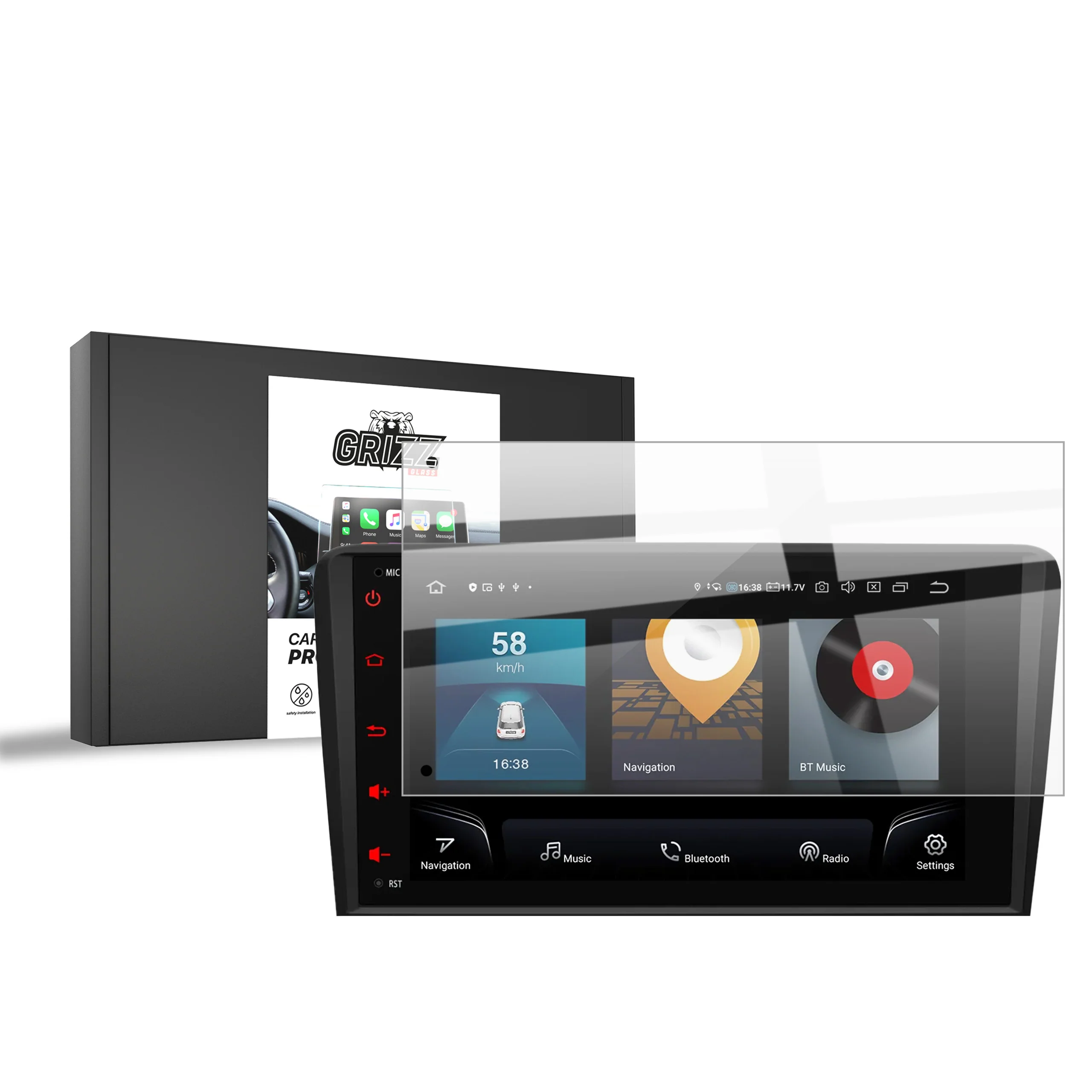 Keramische Autodisplayfolie für Audi RS3 8P Android Radio (2011-2012), Grizz Protector