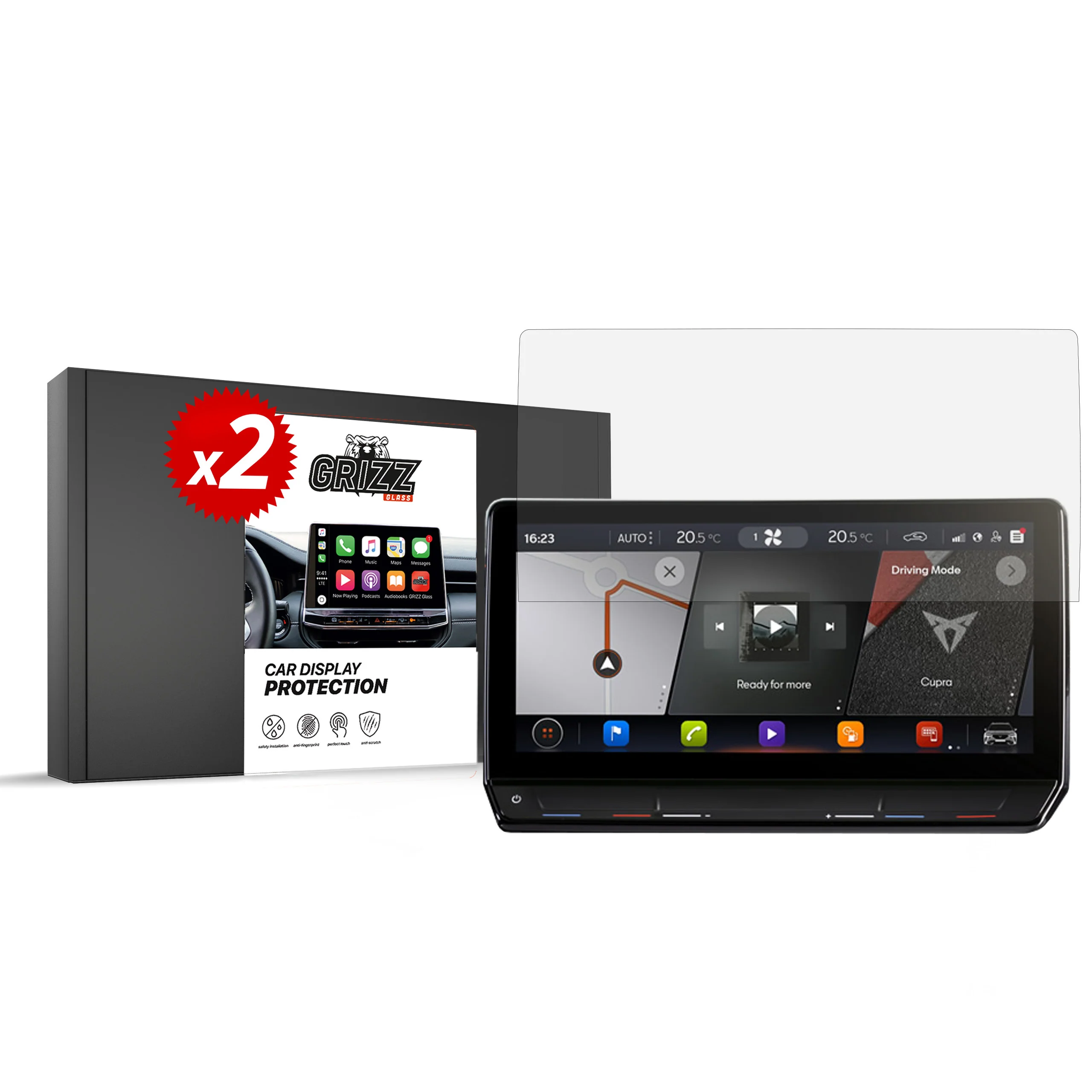 Keramische Autodisplayfolie für Cupra Formentor 12" (2020-2024), Grizz Protector, 2 Stück