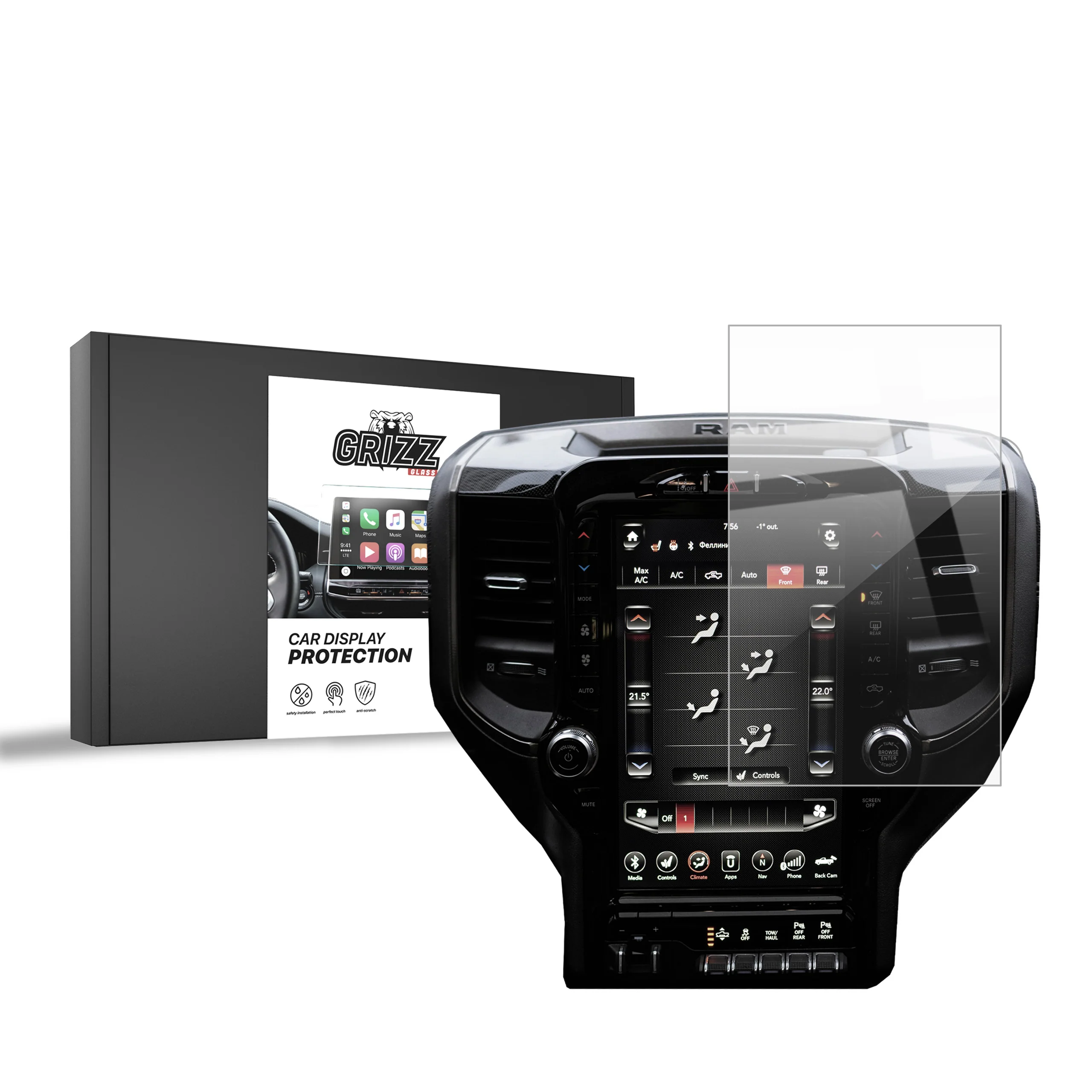Keramische Autodisplayfolie für Dodge Ram 2500 12,3" (2019-2025), Grizz Protector