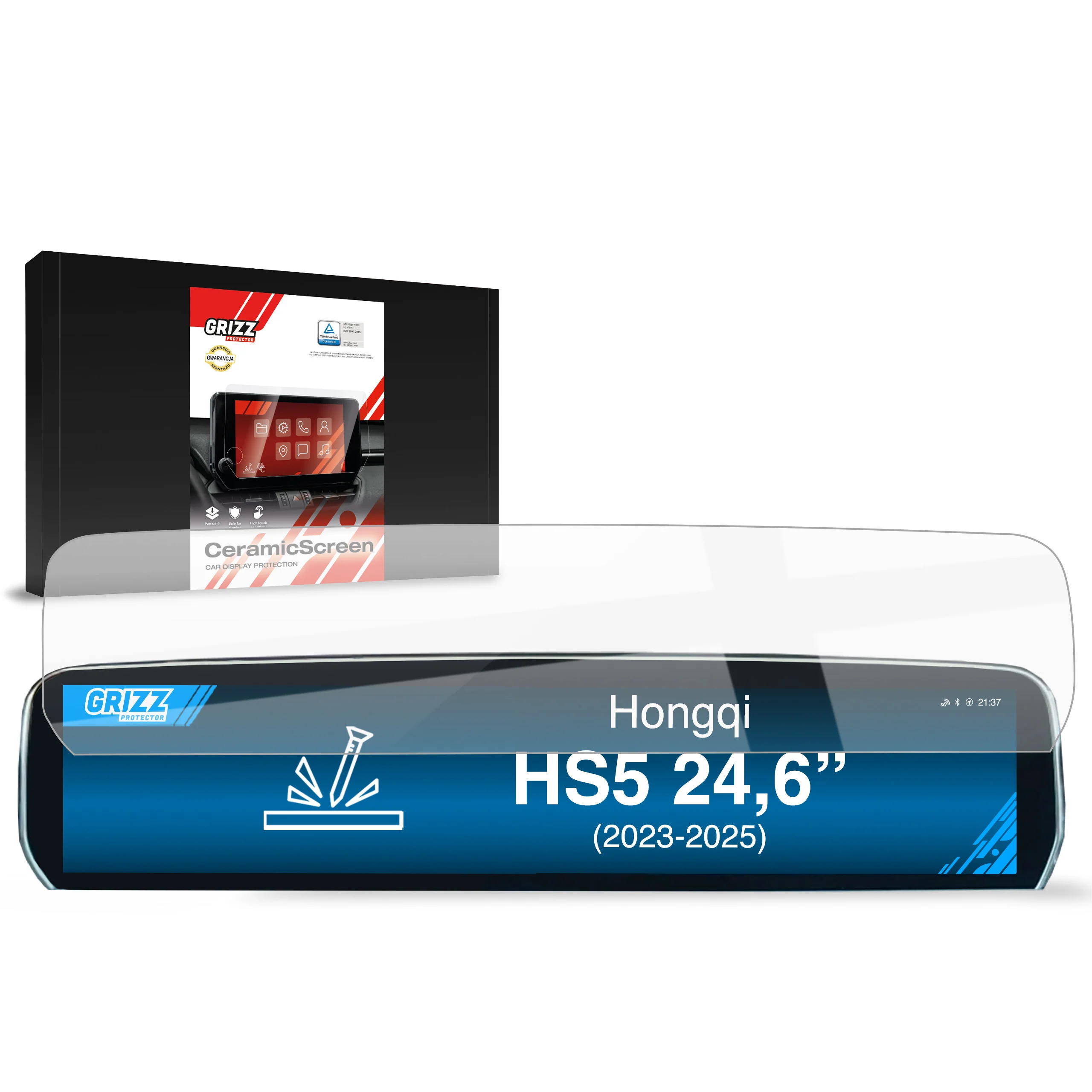 Keramische Autodisplayfolie für Hongqi HS5 24,6" (2023-2025), Grizz Protector