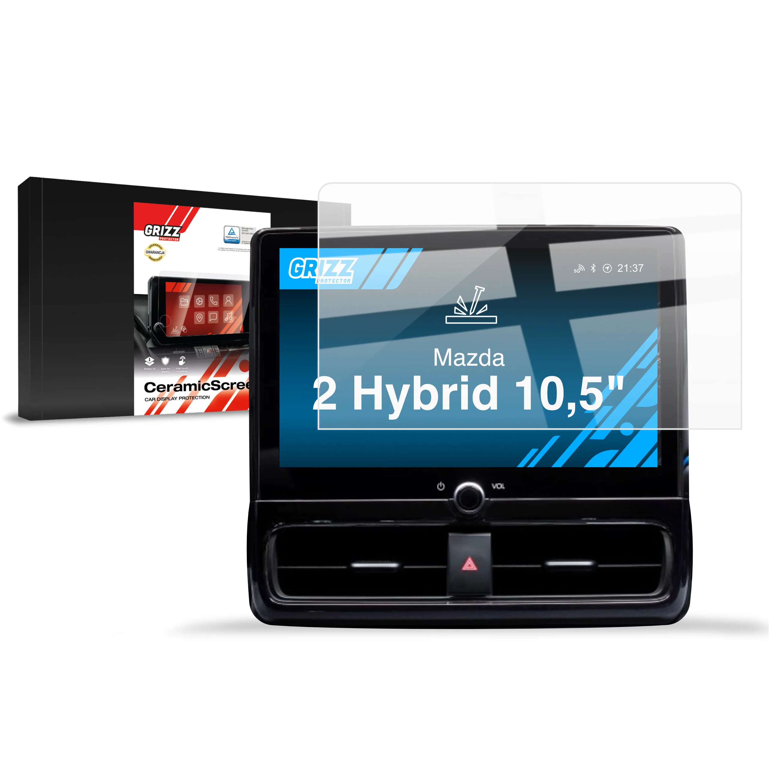 Keramische Autodisplayfolie für Hyundai i20 10,25" (2020-2026), Grizz Protector