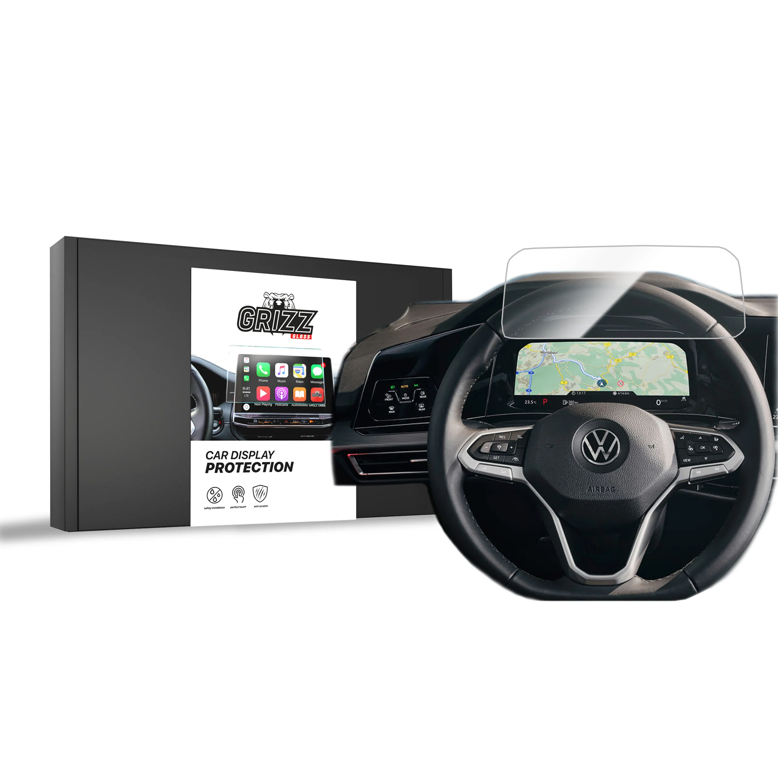 Keramische Autodisplayfolie für Volkswagen Golf 8 Digital Cockpit 10,25" (2020-2025), Grizz Protector