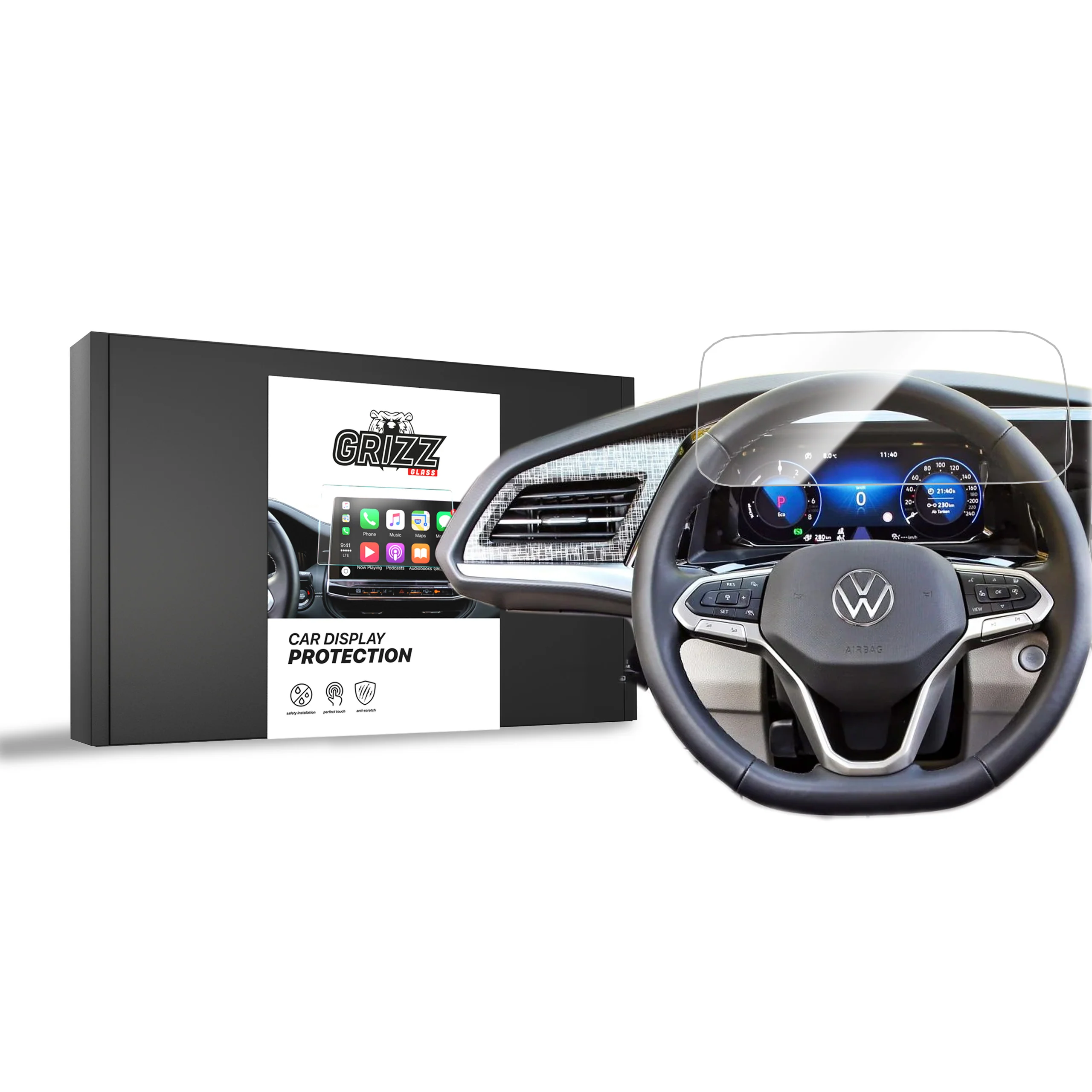 Keramische Autodisplayfolie für Volkswagen Multivan 4 Virtual Cockpit 10,25" (2021-2024), Grizz Protector
