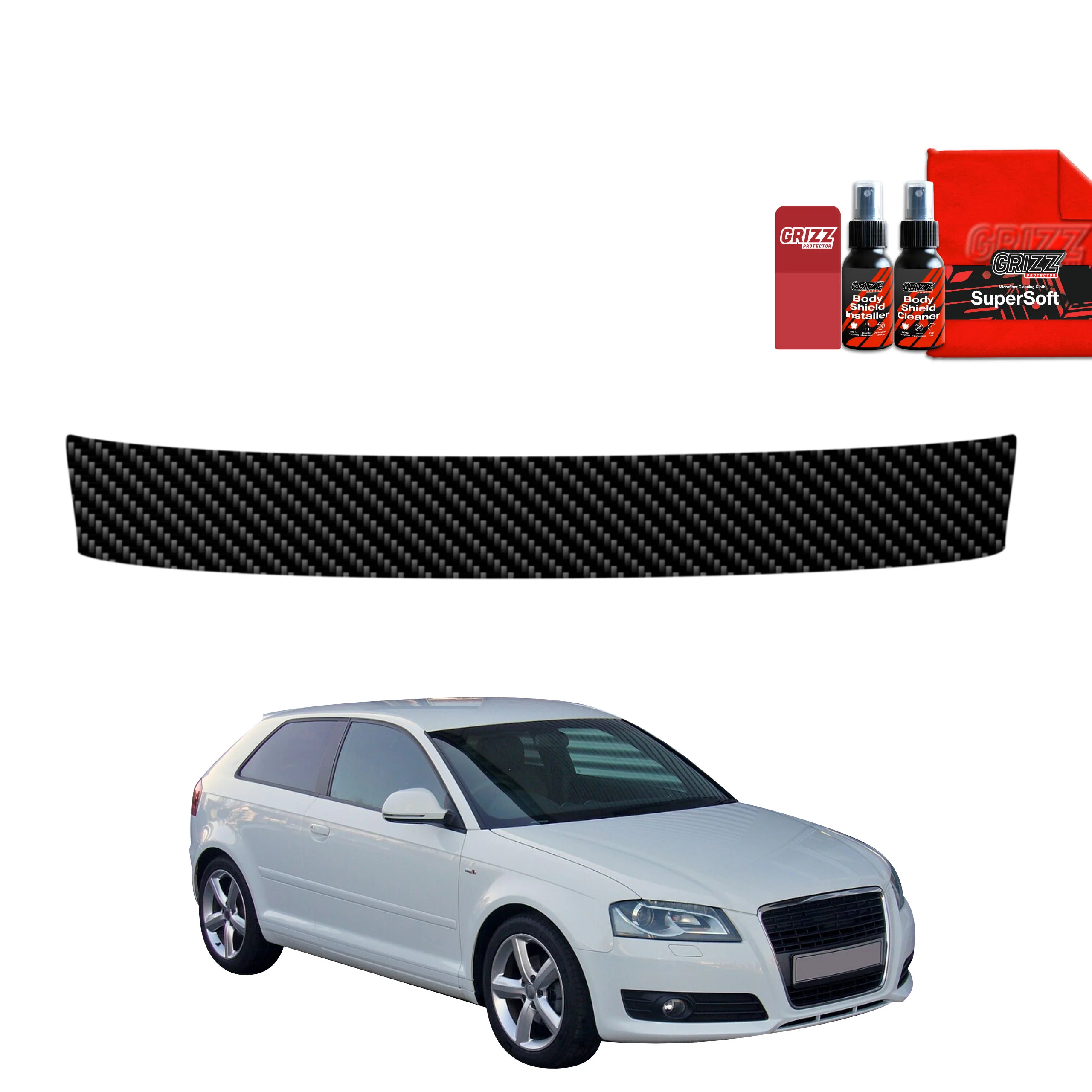 Kohlenstoff Schutzfolie Grizz Protector für Ladekante - Audi A3 8P Hatchback 3D (2003-2008)
