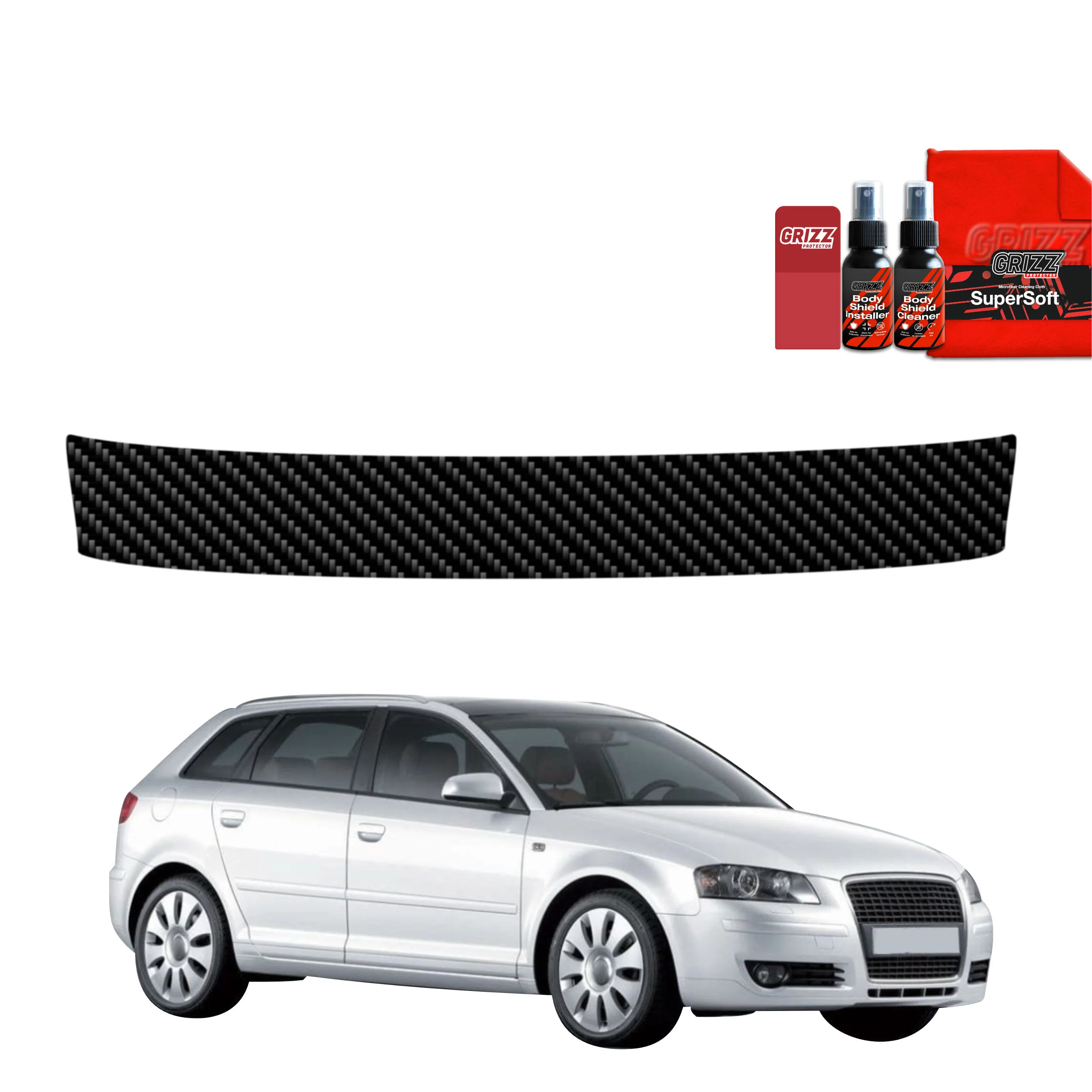 Kohlenstoff Schutzfolie Grizz Protector für Ladekante - Audi A3 8P Hatchback 5D (2008-2012)