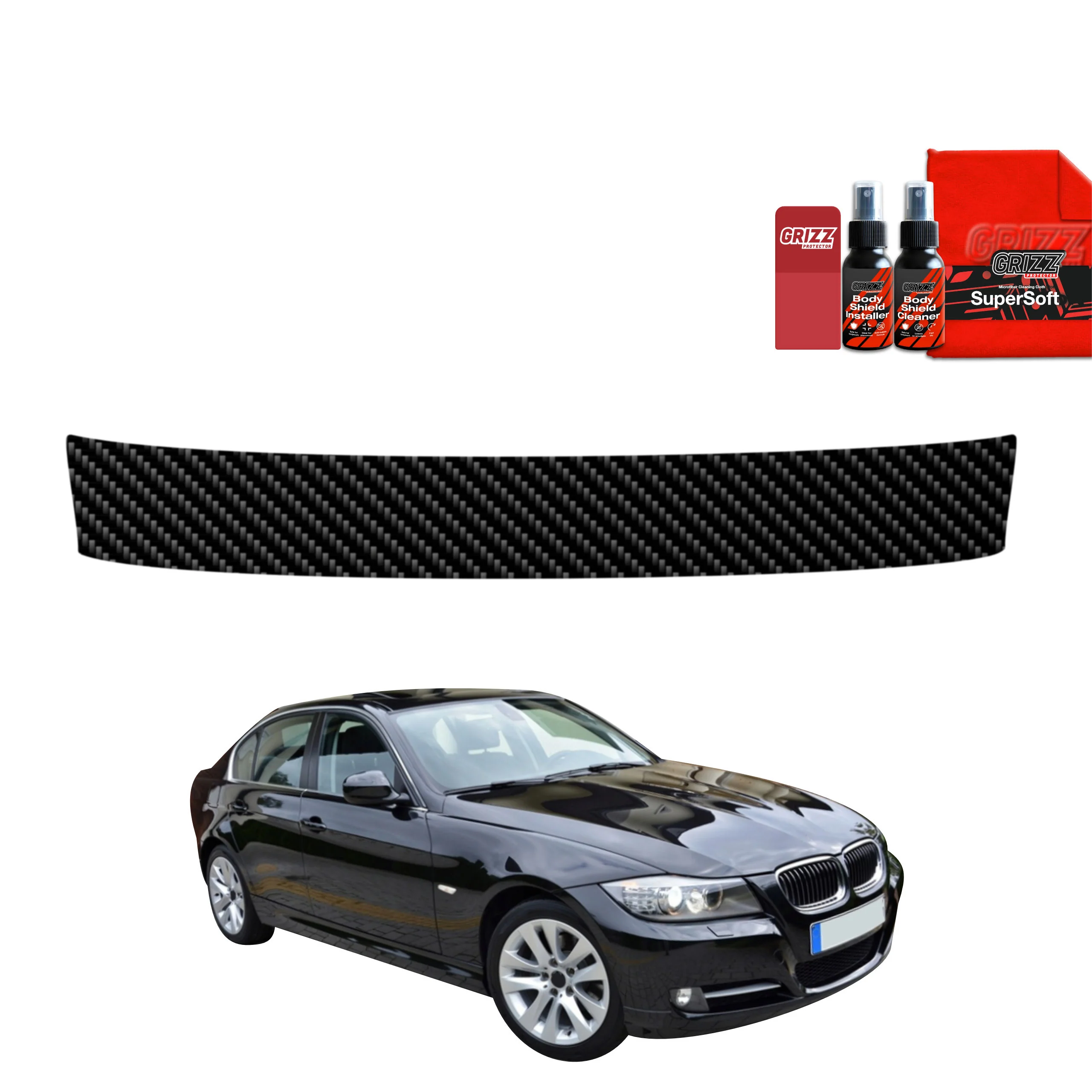 Kohlenstoff Schutzfolie Grizz Protector für Ladekante - BMW 3 E90 Sedan LCI (2008-2012)