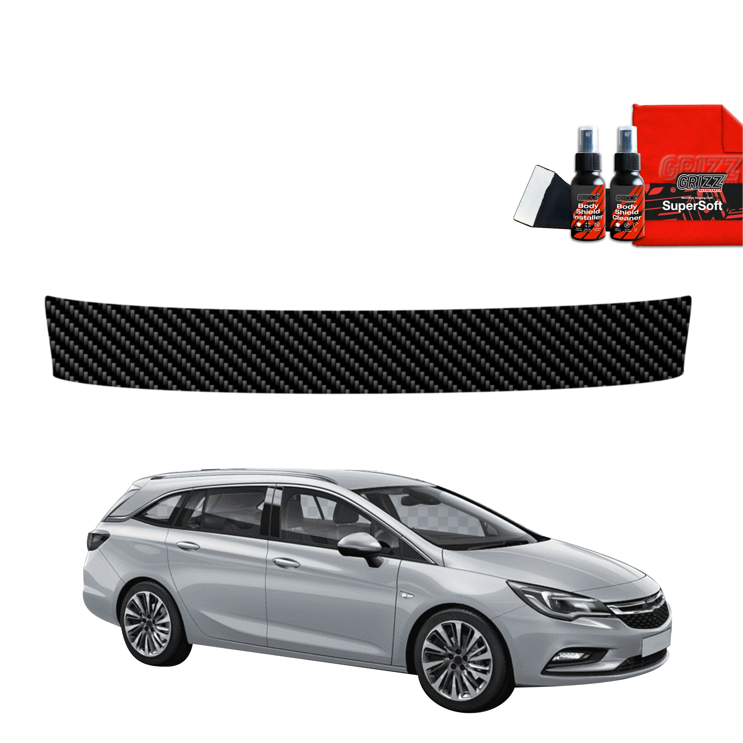 Kohlenstoff Schutzfolie Grizz Protector für Ladekante - Opel Astra J Kombi 5D (2012-2015)