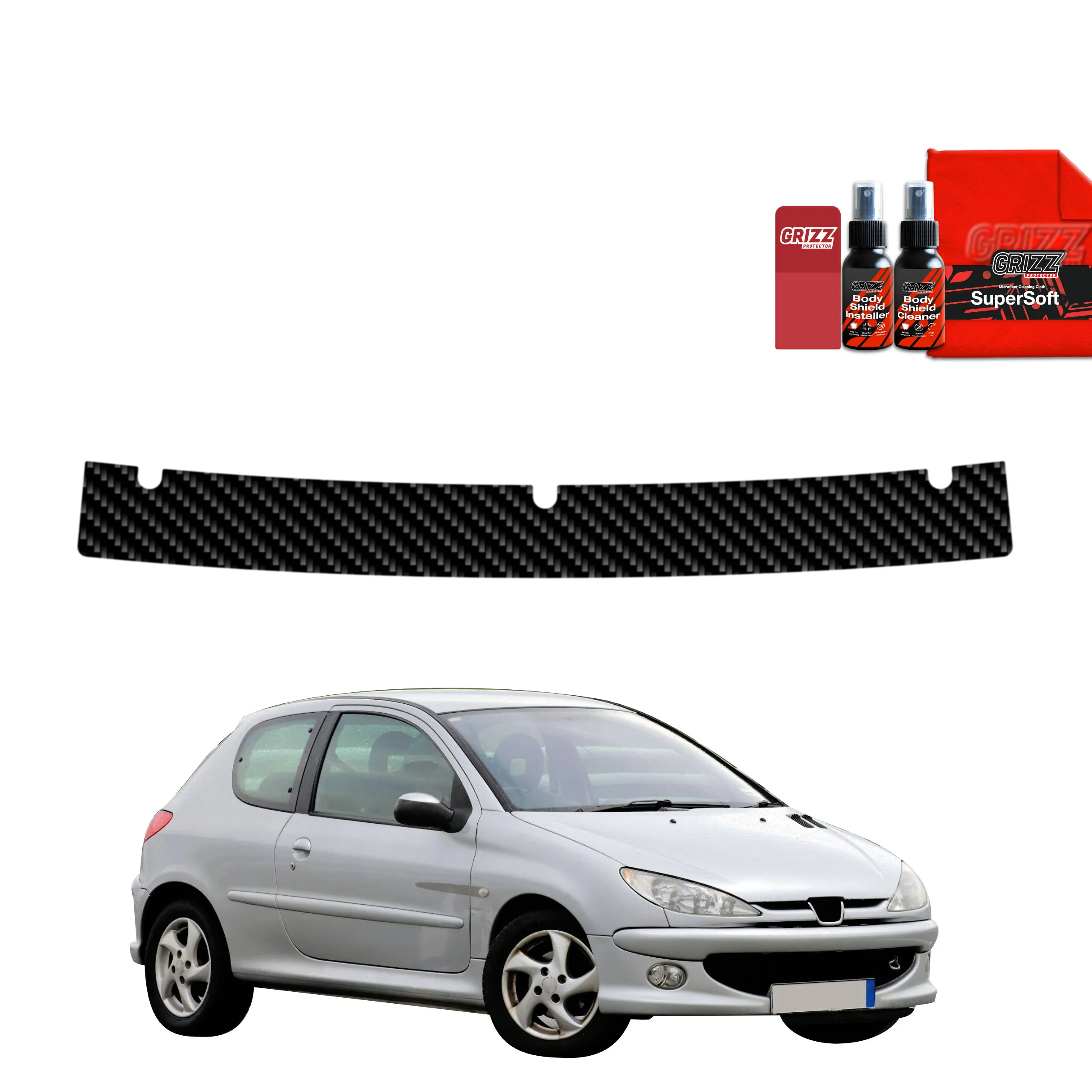 Kohlenstoff Schutzfolie Grizz Protector für Ladekante - Peugeot 206 (1998-2009)